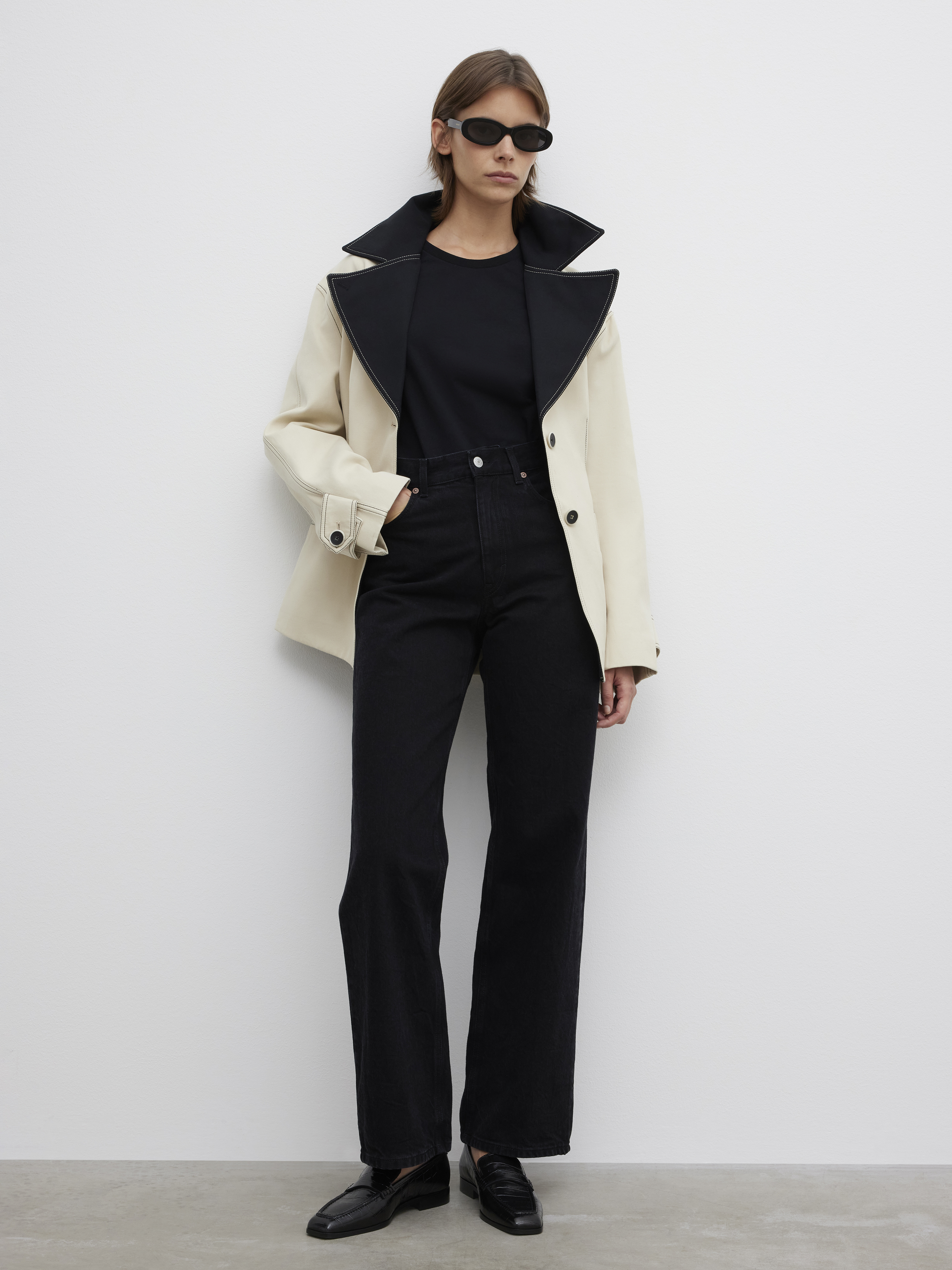 House Of Dagmar Two Tone Jacket In White Black