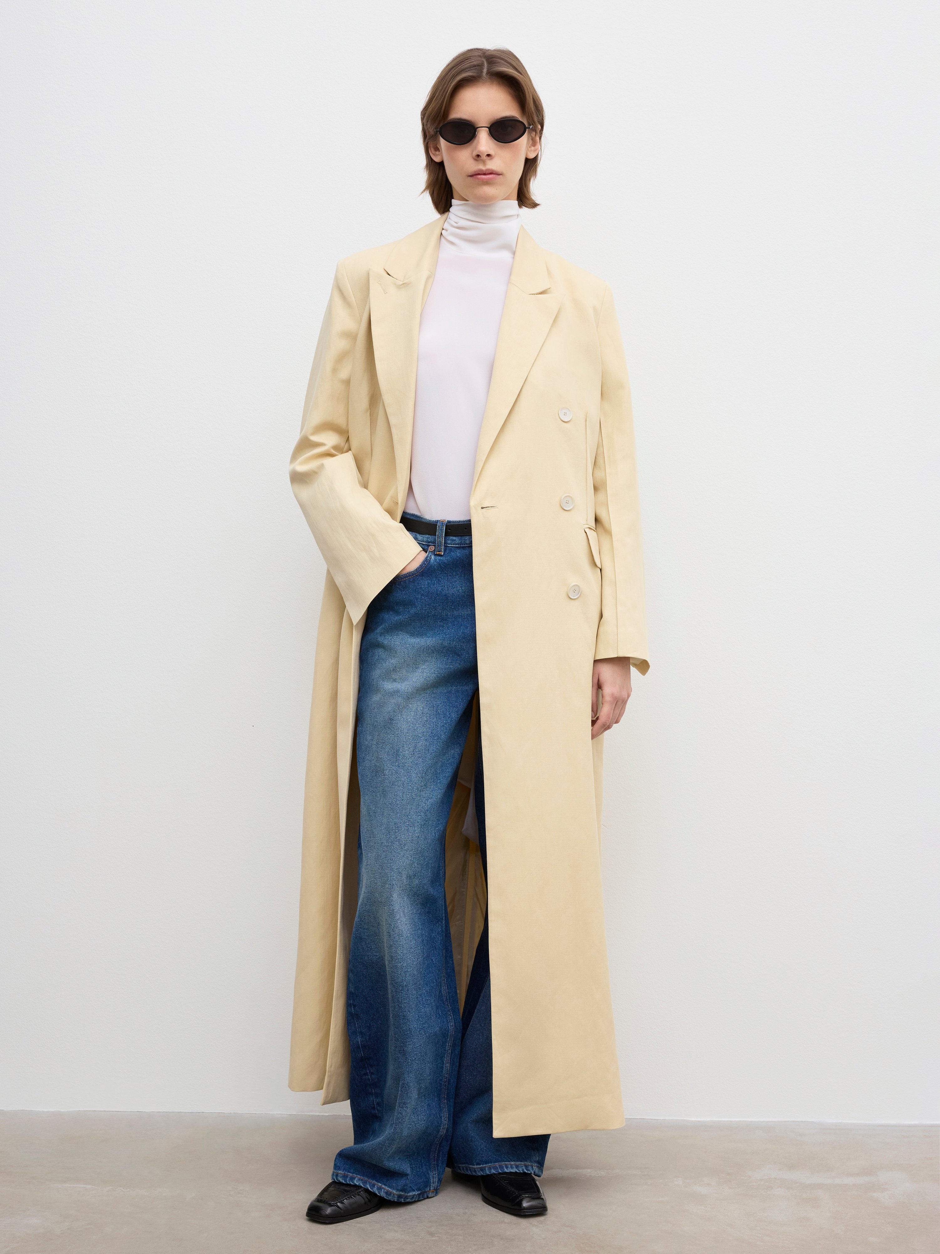 House Of Dagmar Long Db Blazer In Light Sand Beige
