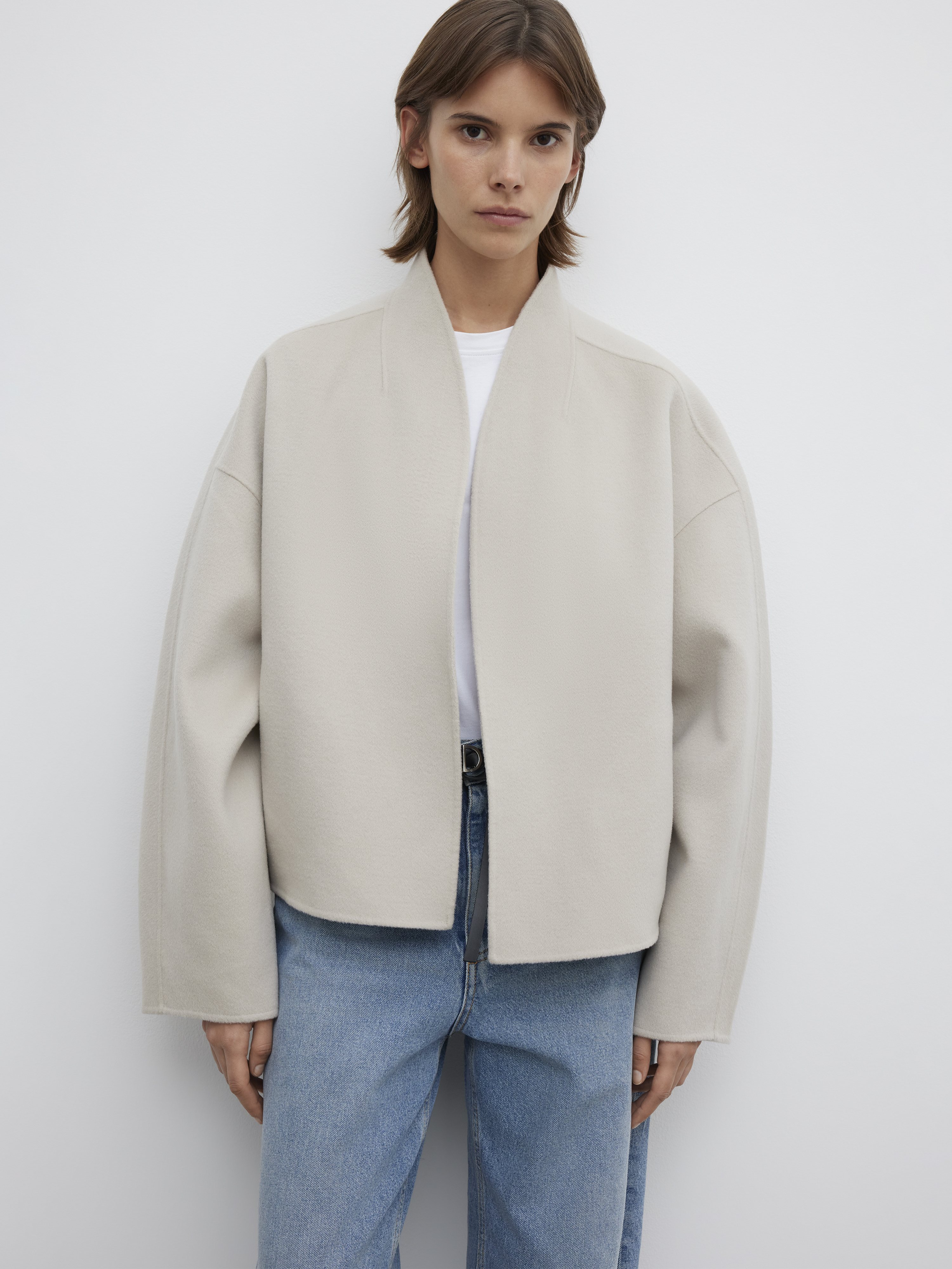House Of Dagmar Short Doublé Jacket In Chalk Beige