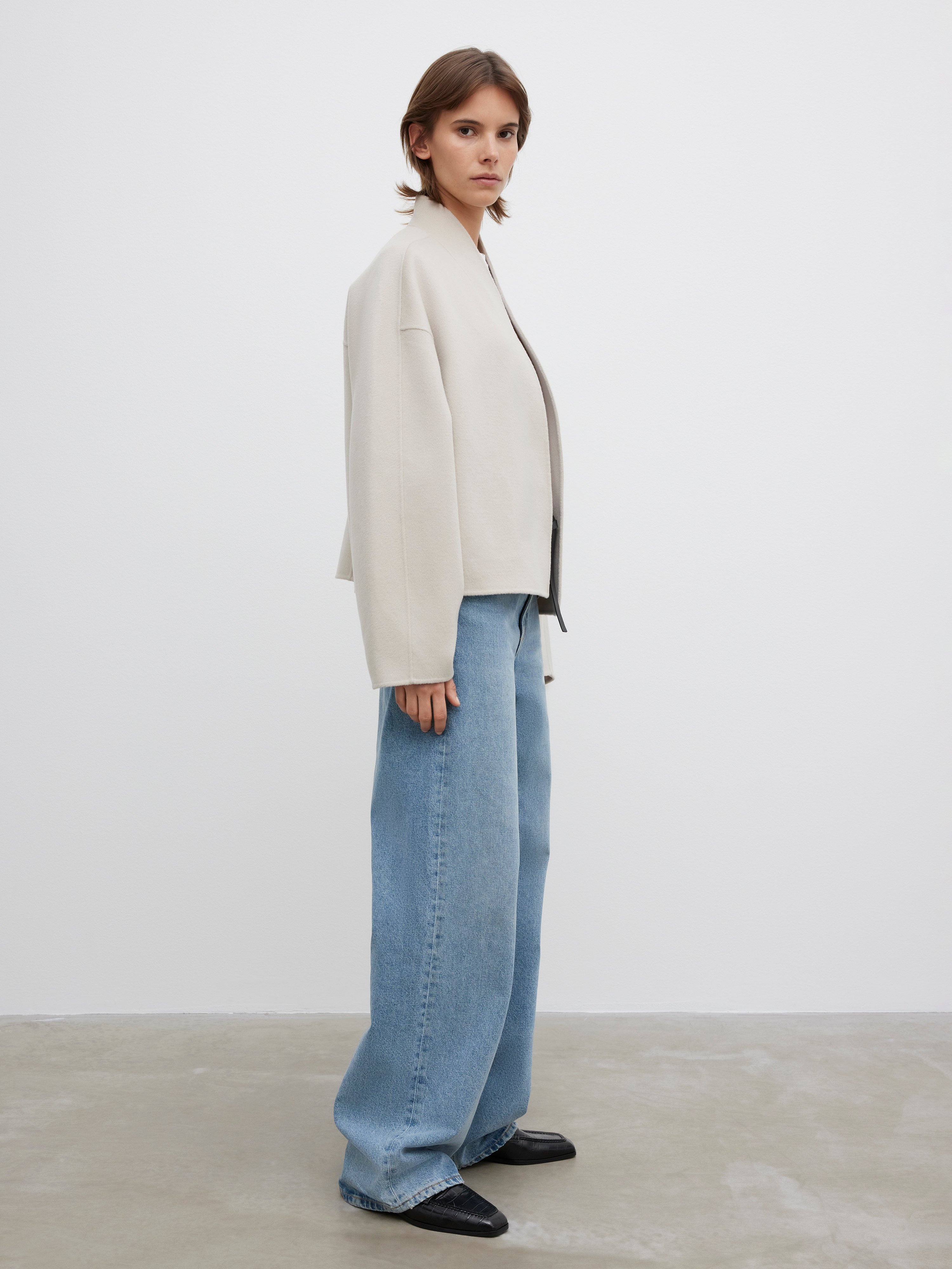 House Of Dagmar Short Doublé Jacket In Chalk Beige