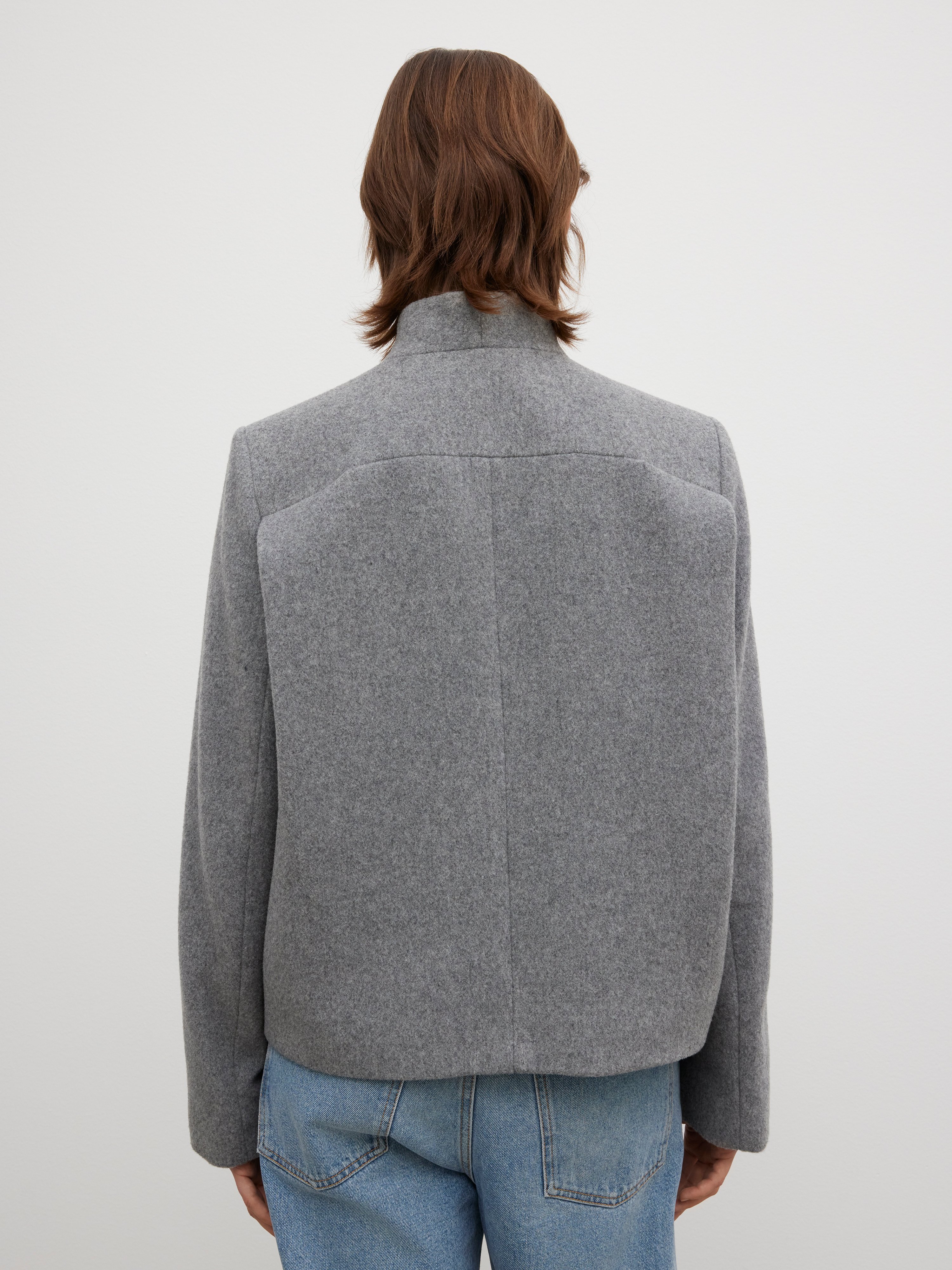 House Of Dagmar Short Curved Jacket In Grey Melange