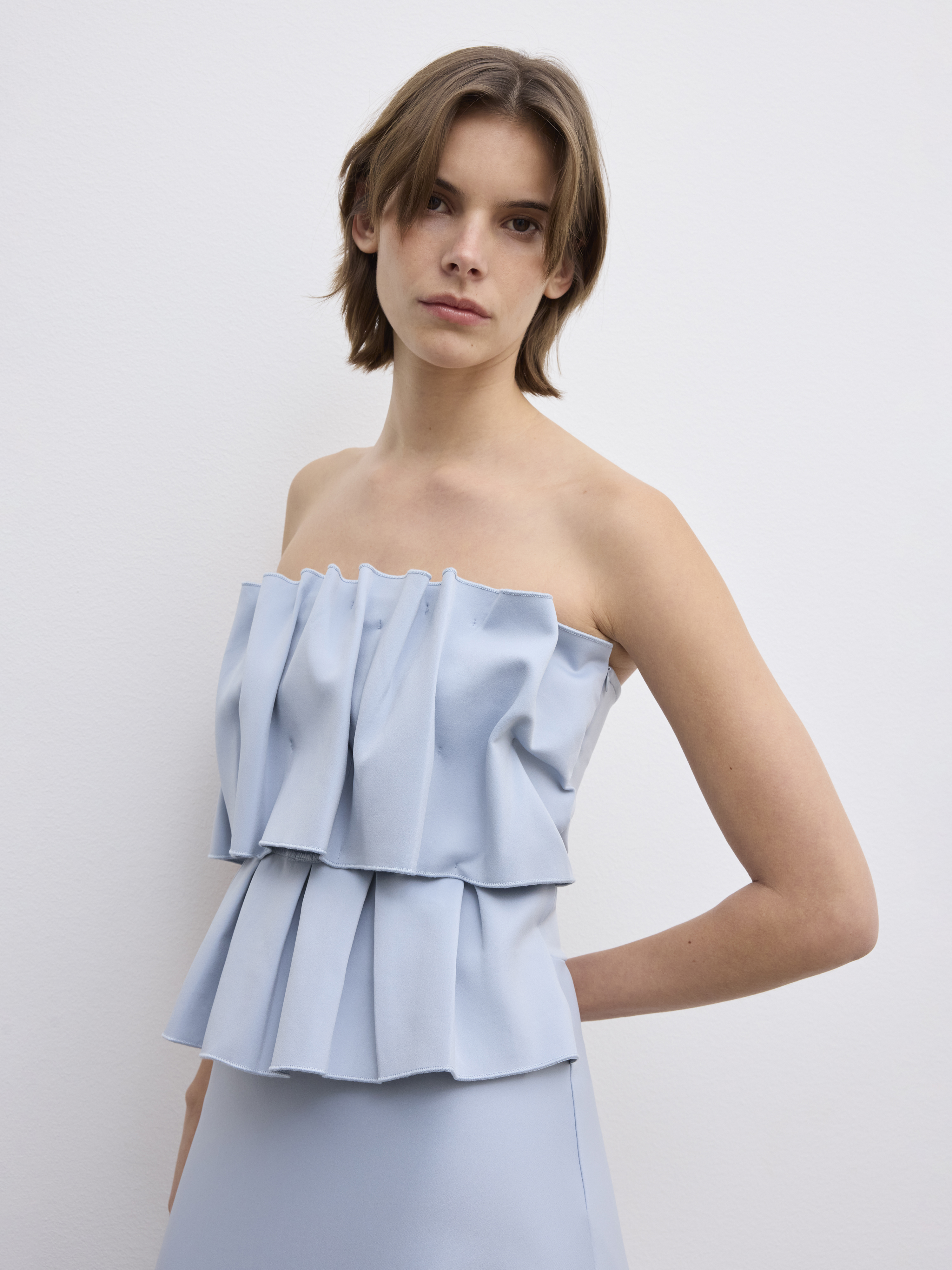 House Of Dagmar Sculpted Tube Dress In Dusty Blue
