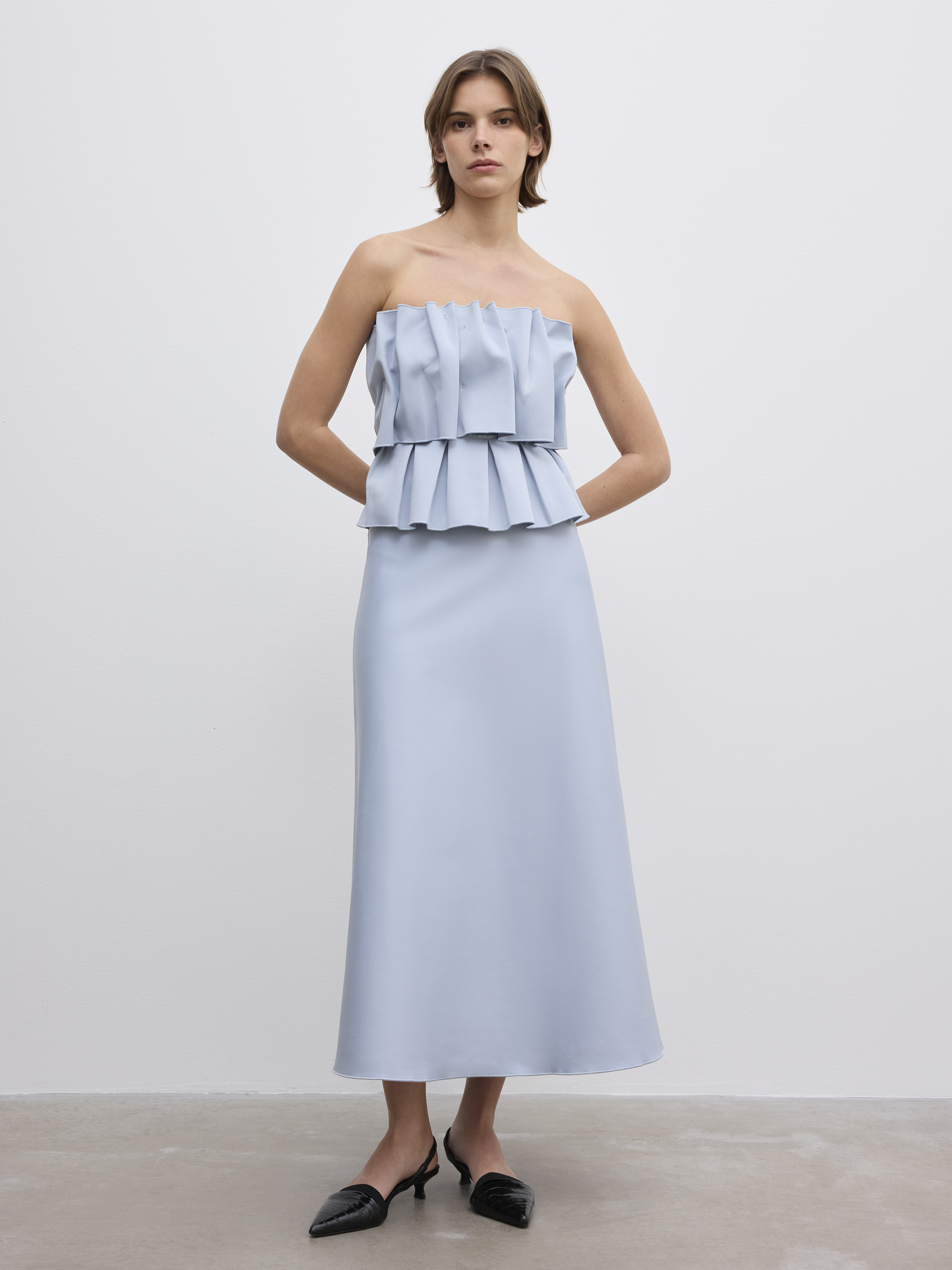 House Of Dagmar Sculpted Tube Dress In Dusty Blue