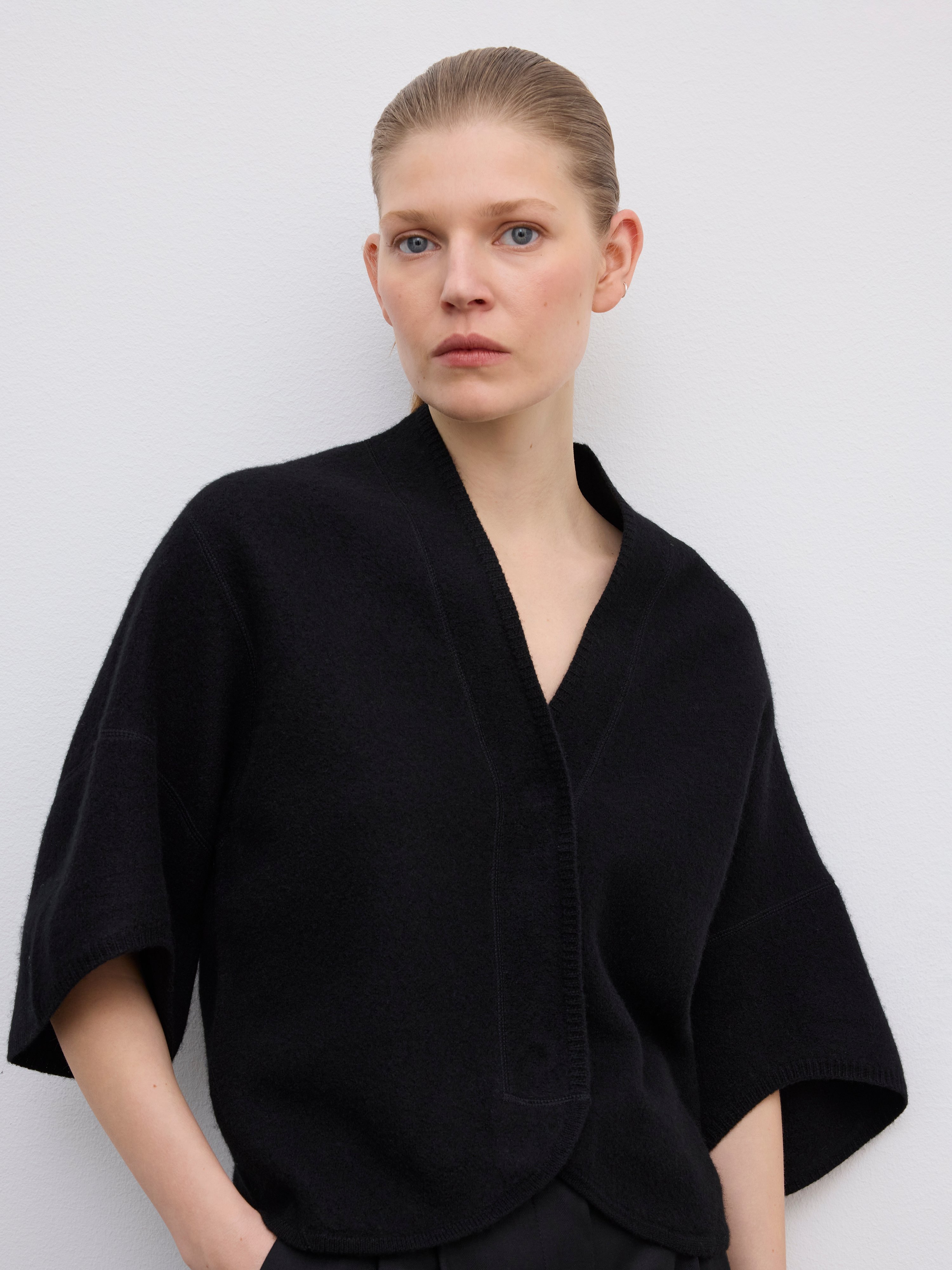 House Of Dagmar Short Wool Bea Cardigan In Black