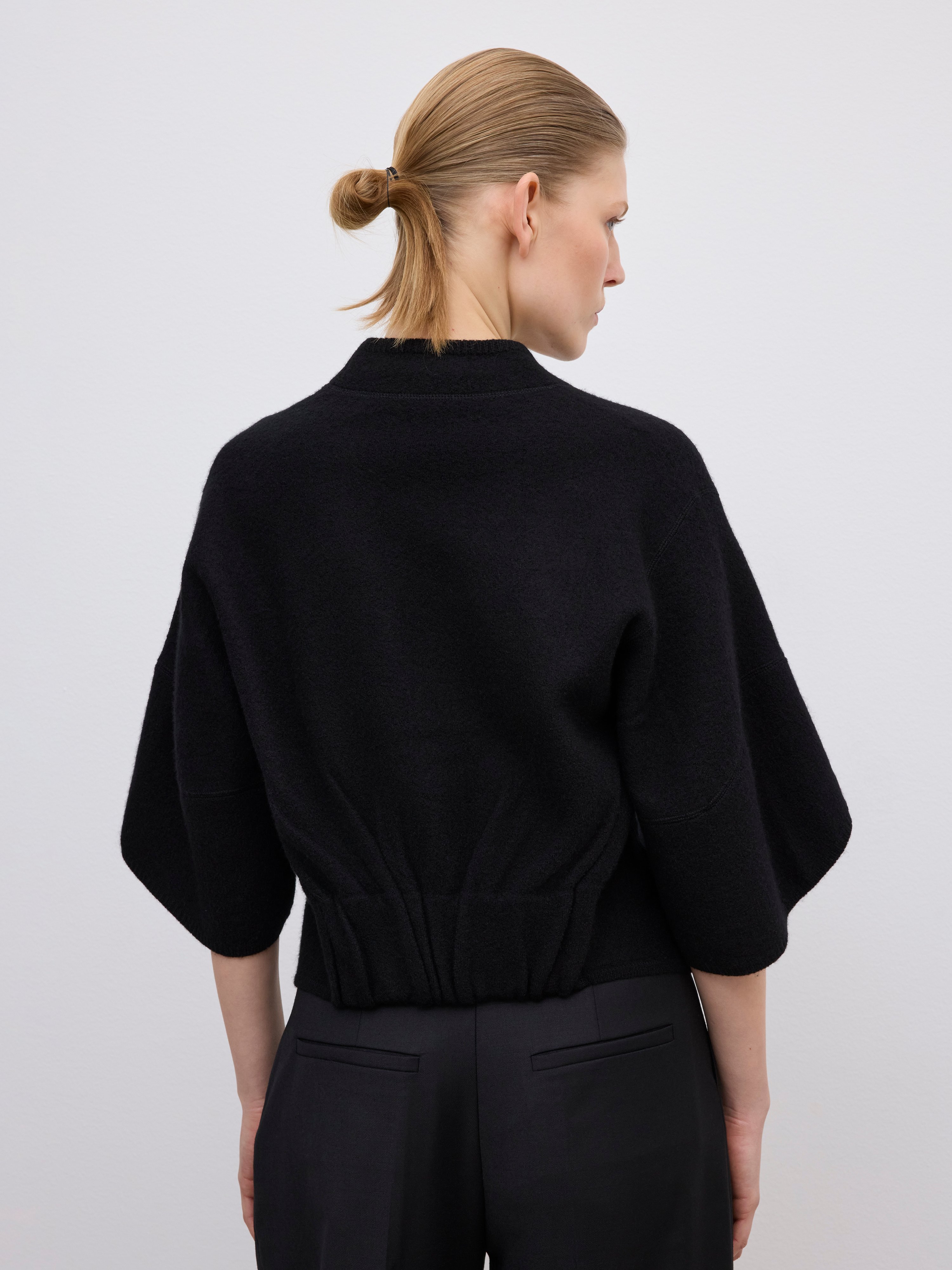 House Of Dagmar Short Wool Bea Cardigan In Black