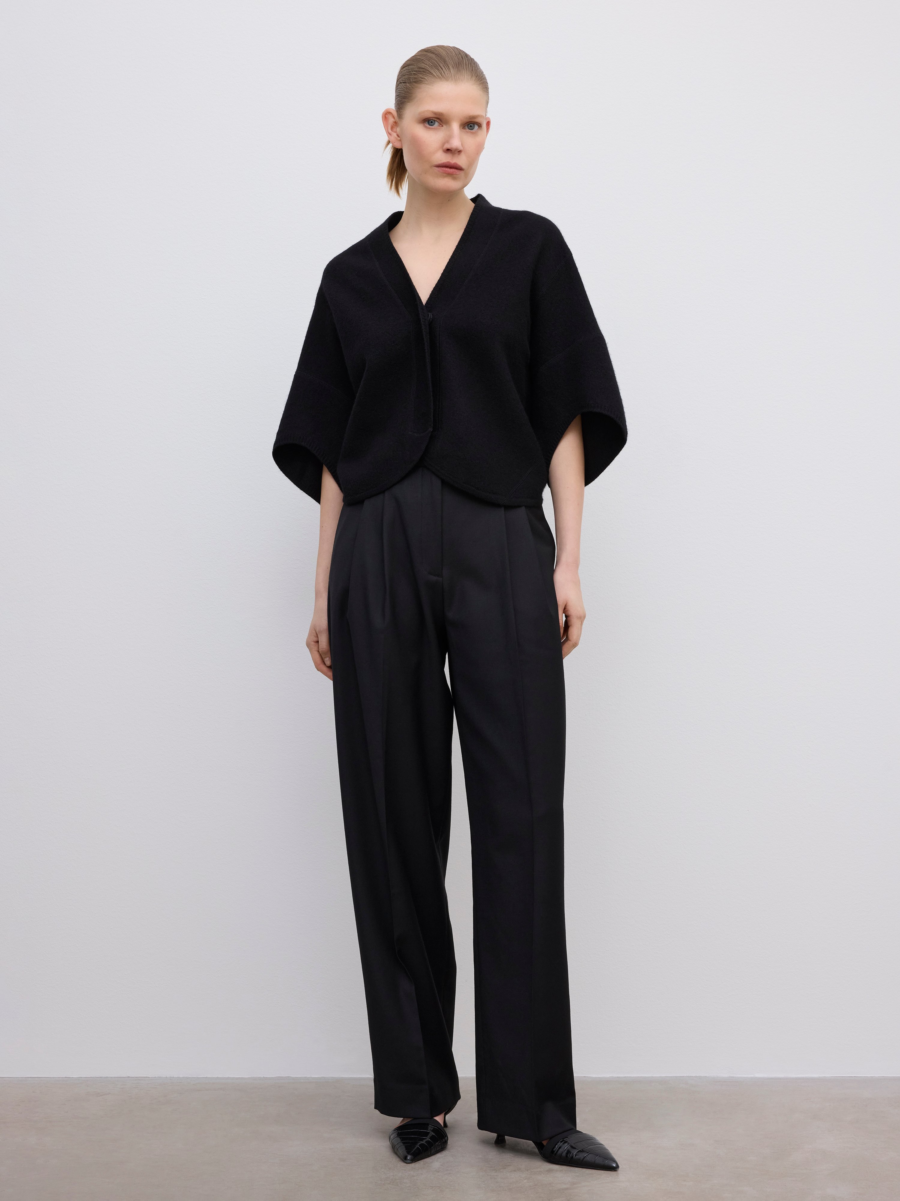 House Of Dagmar Short Wool Bea Cardigan In Black