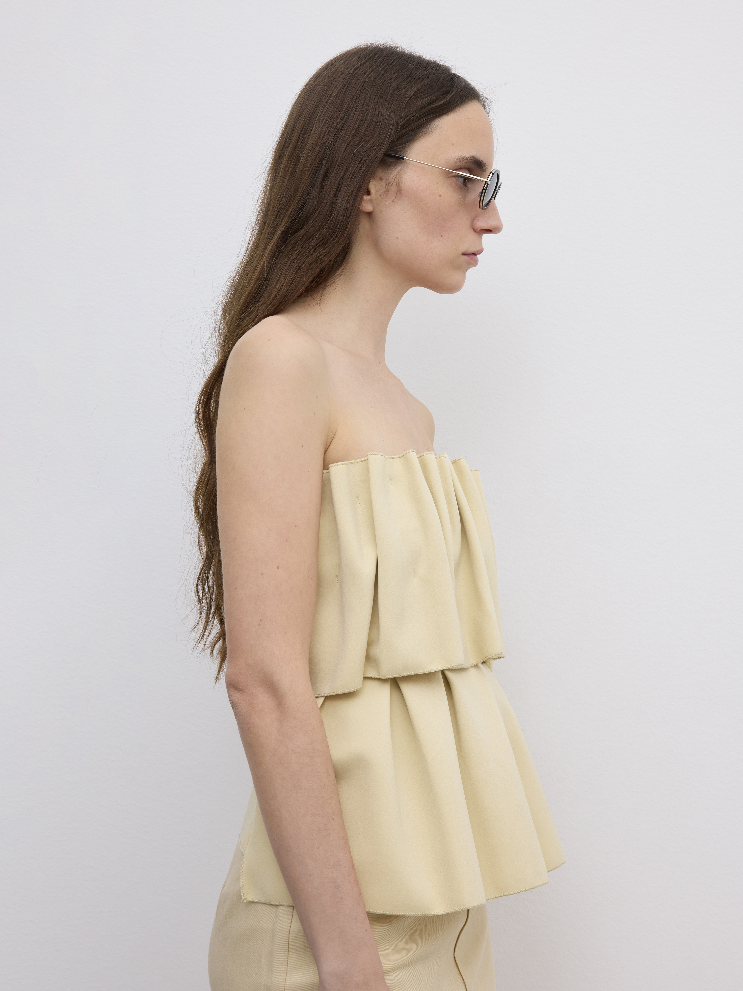 House Of Dagmar Sculpted Tube Top In Buttercream Yellow