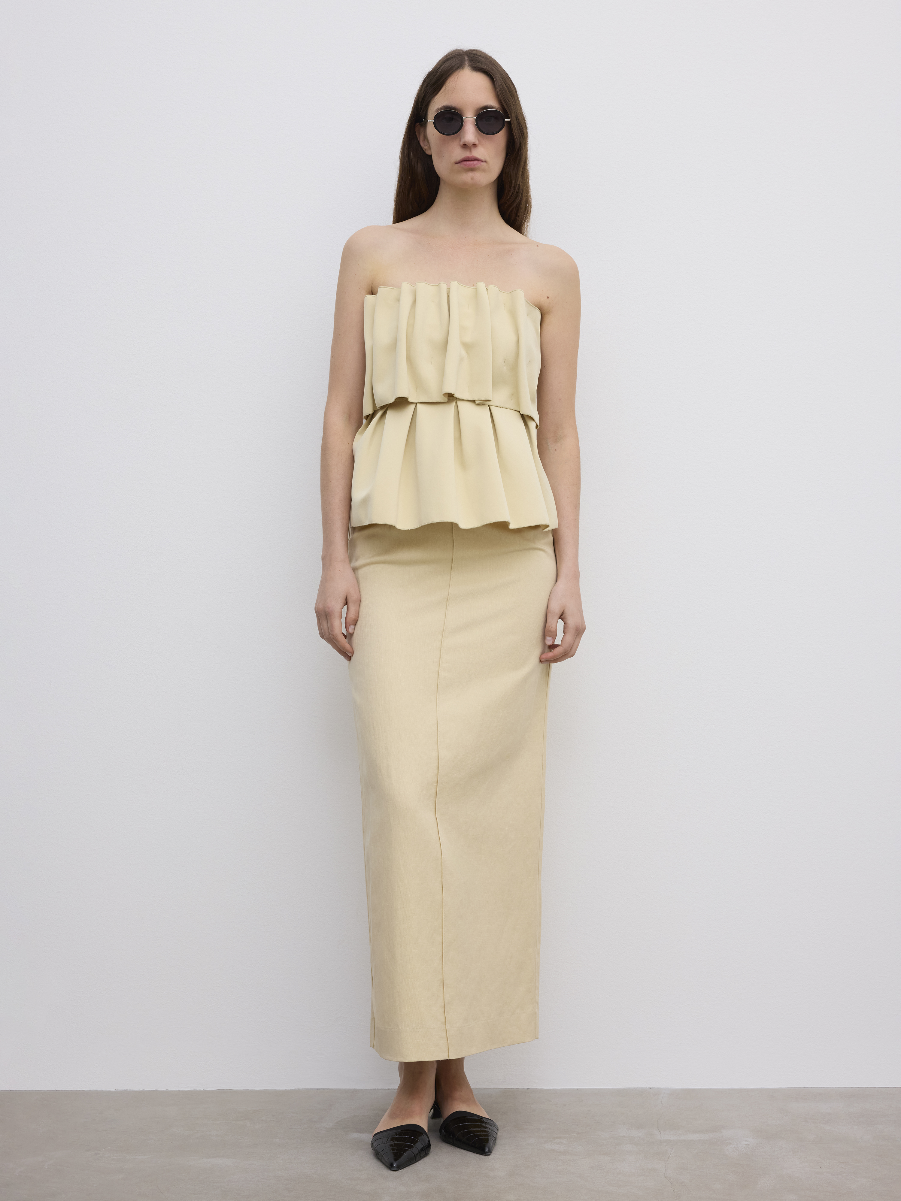 House Of Dagmar Sculpted Tube Top In Buttercream Yellow