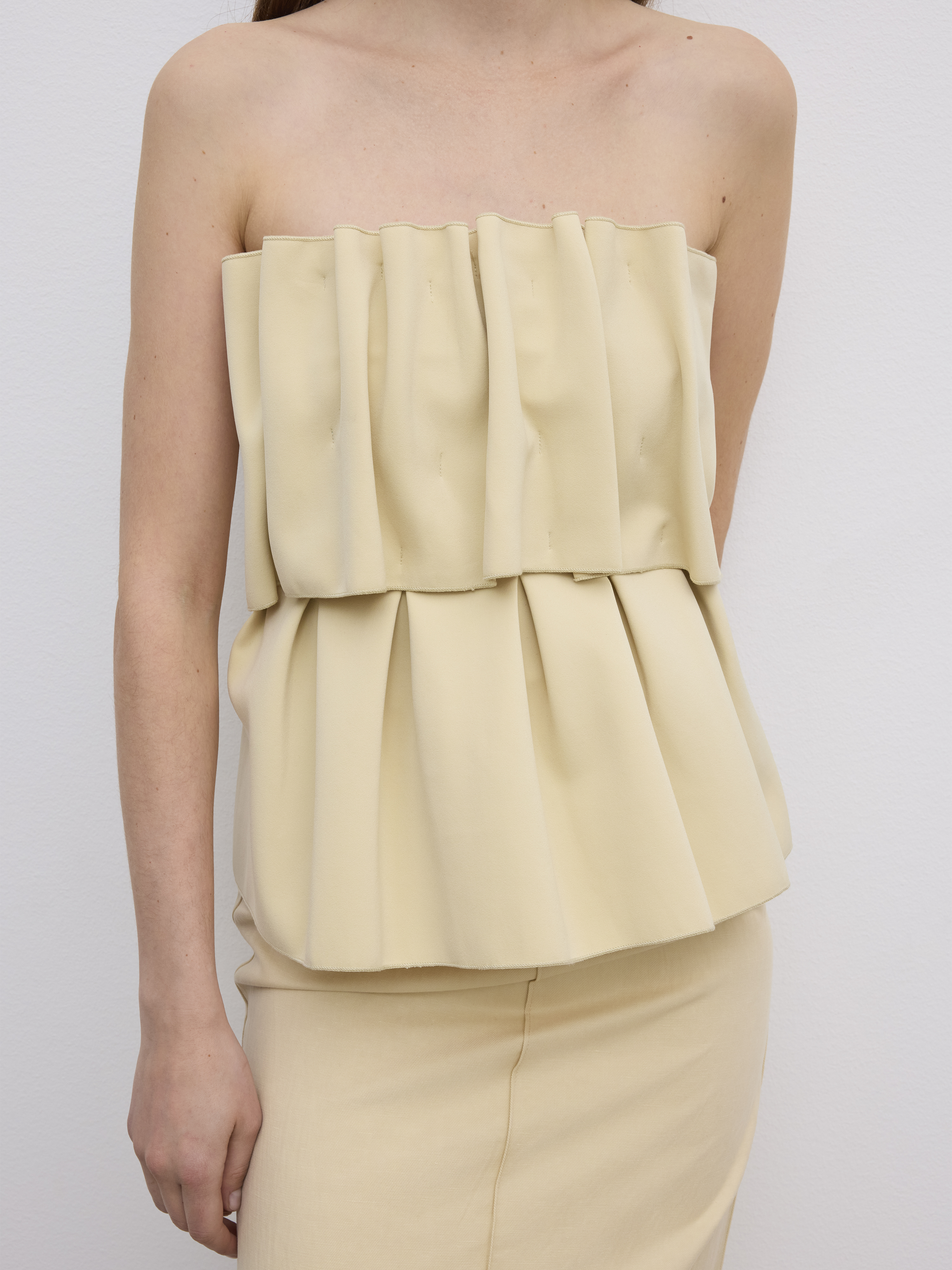 House Of Dagmar Sculpted Tube Top In Buttercream Yellow