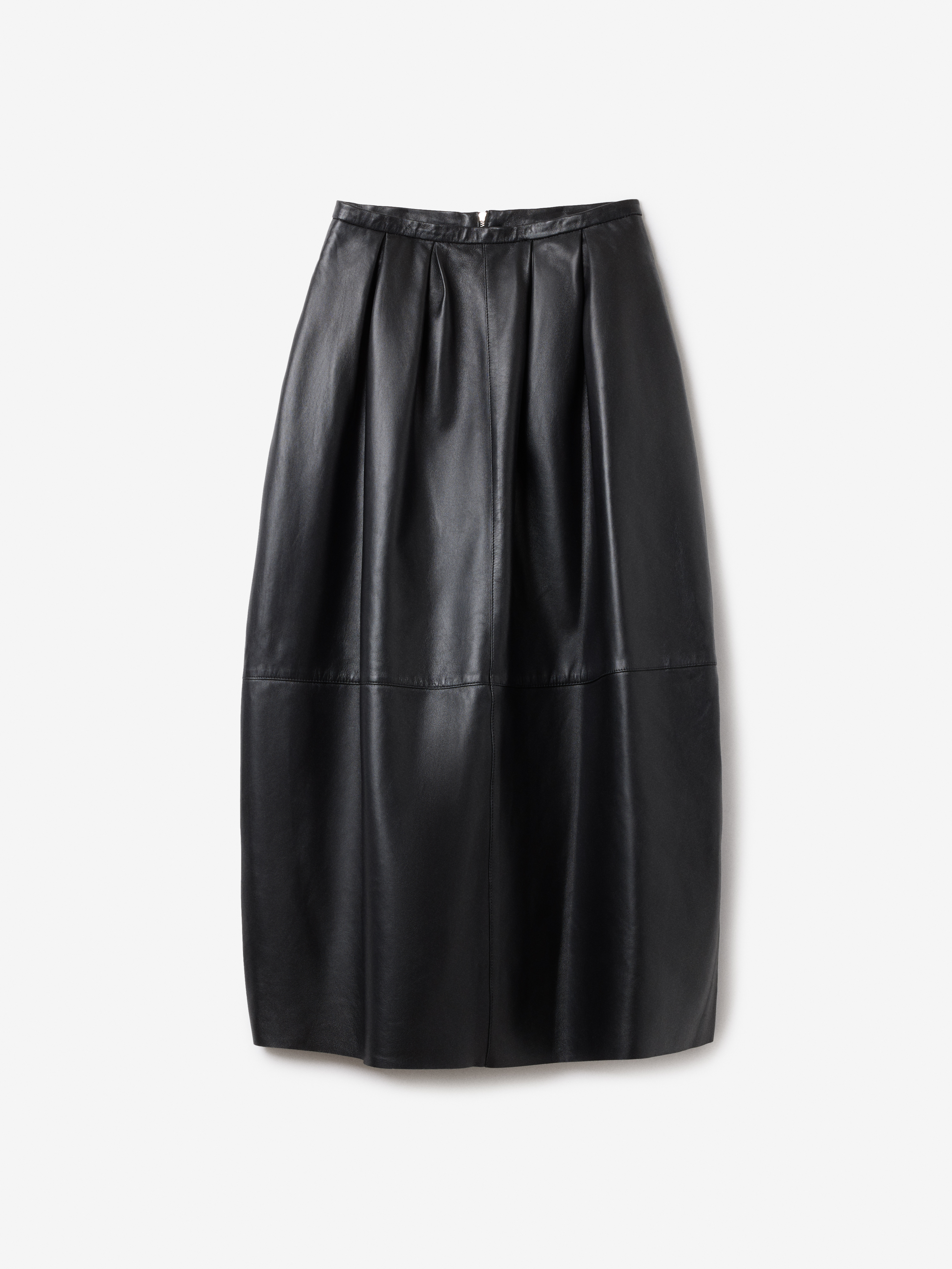 House Of Dagmar Curved Leather Skirt In Black