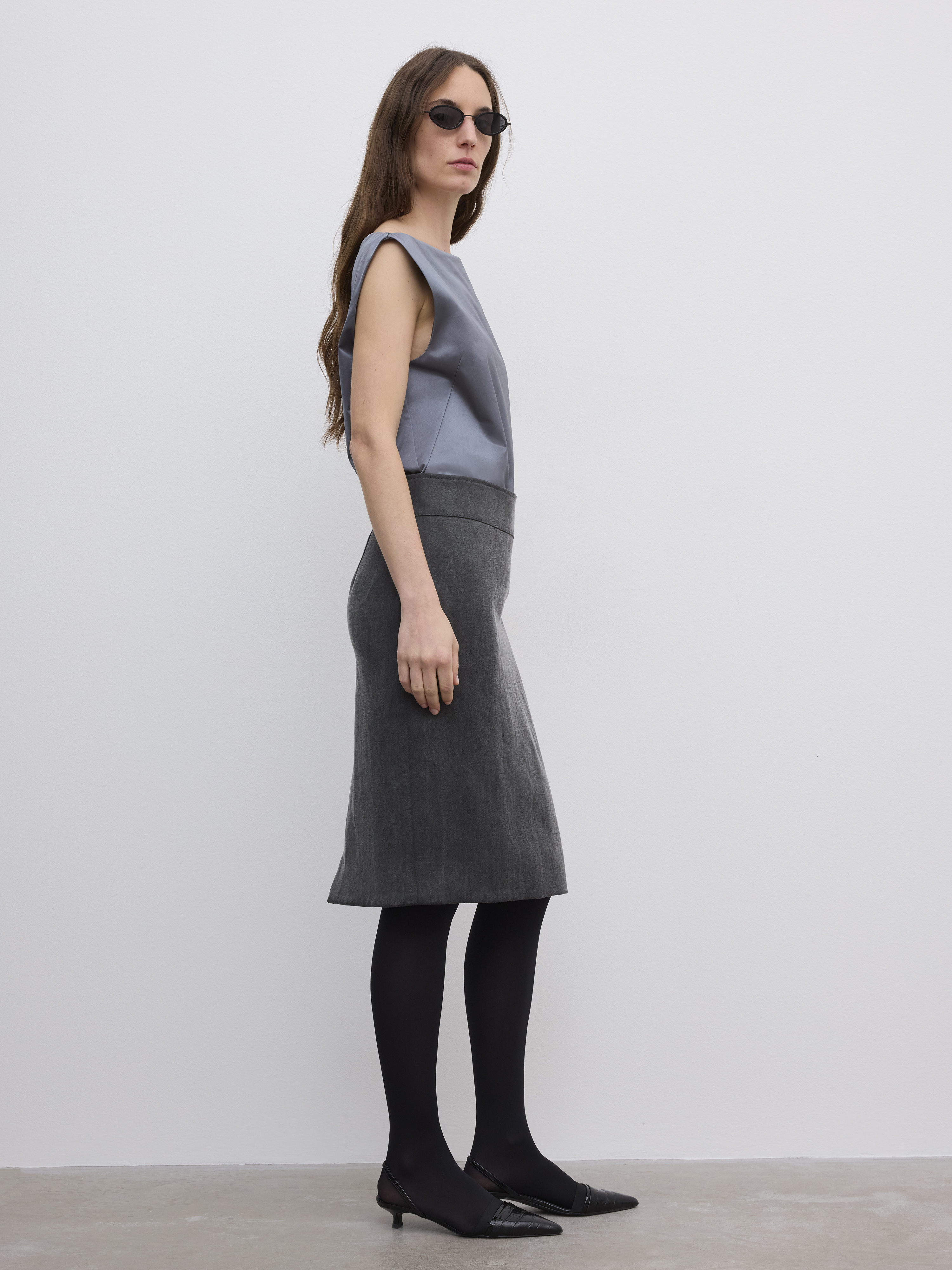 House Of Dagmar Pencil Midi Skirt In Gray