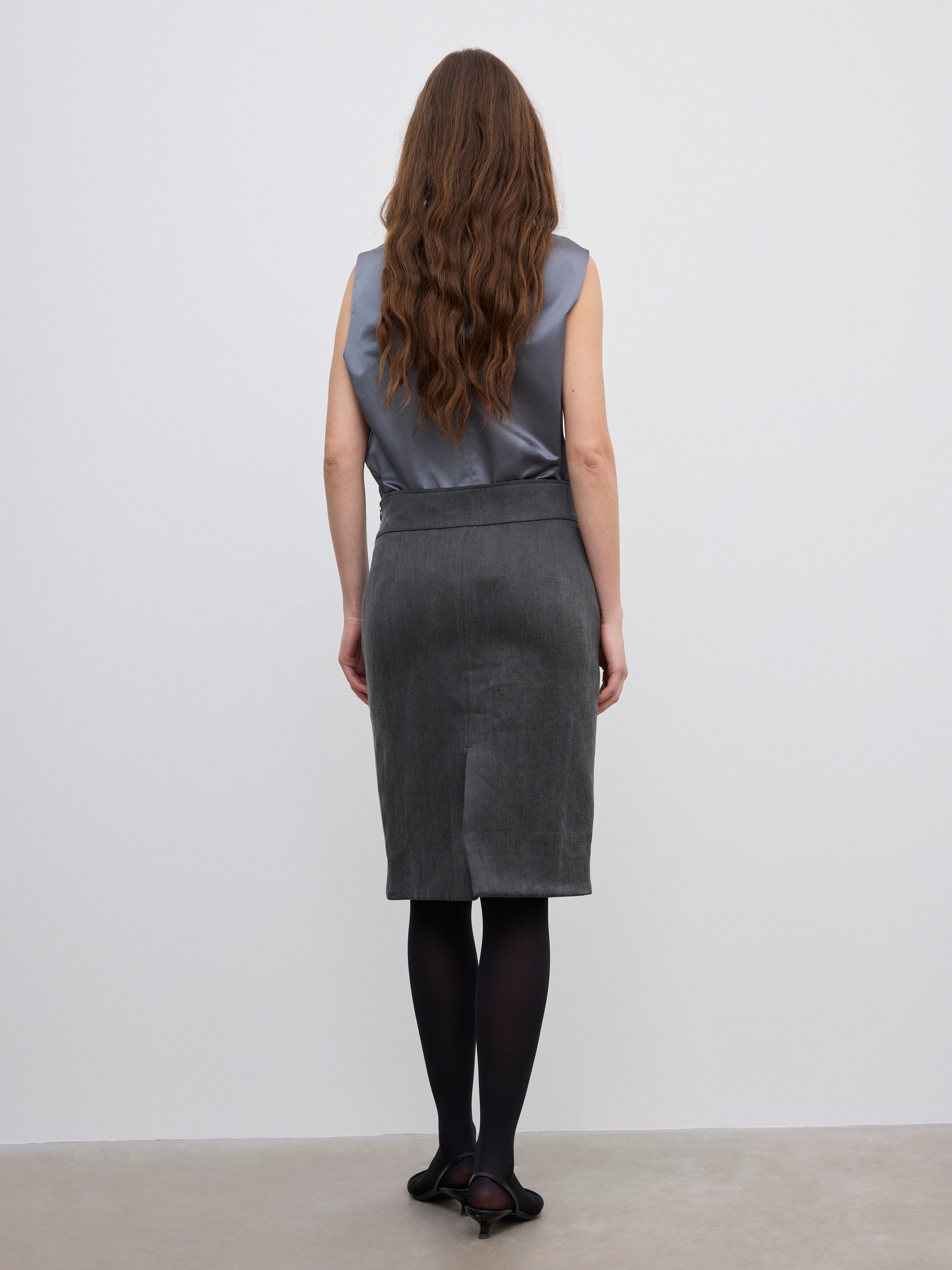 House Of Dagmar Pencil Midi Skirt In Gray