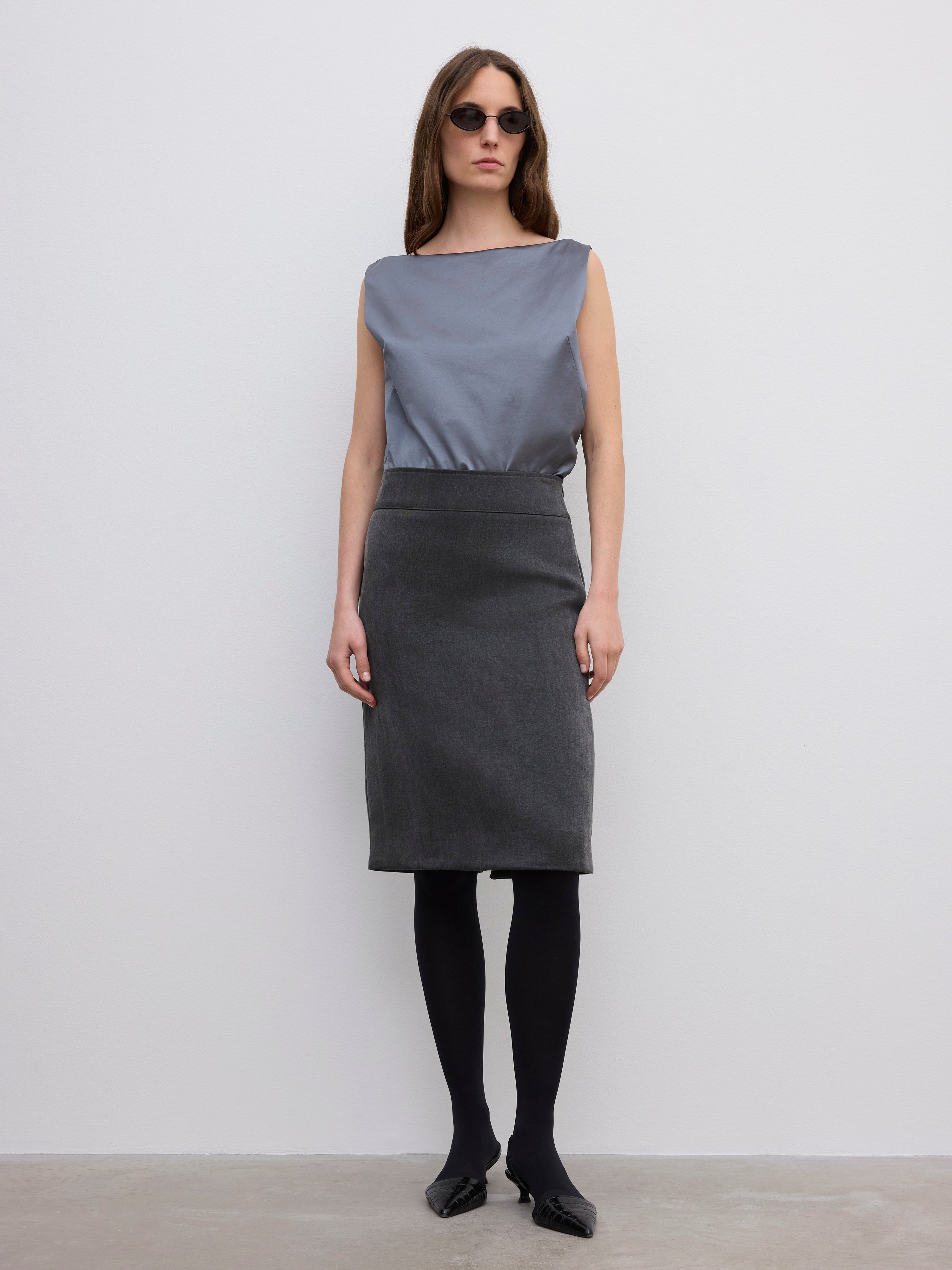 House Of Dagmar Pencil Midi Skirt In Gray
