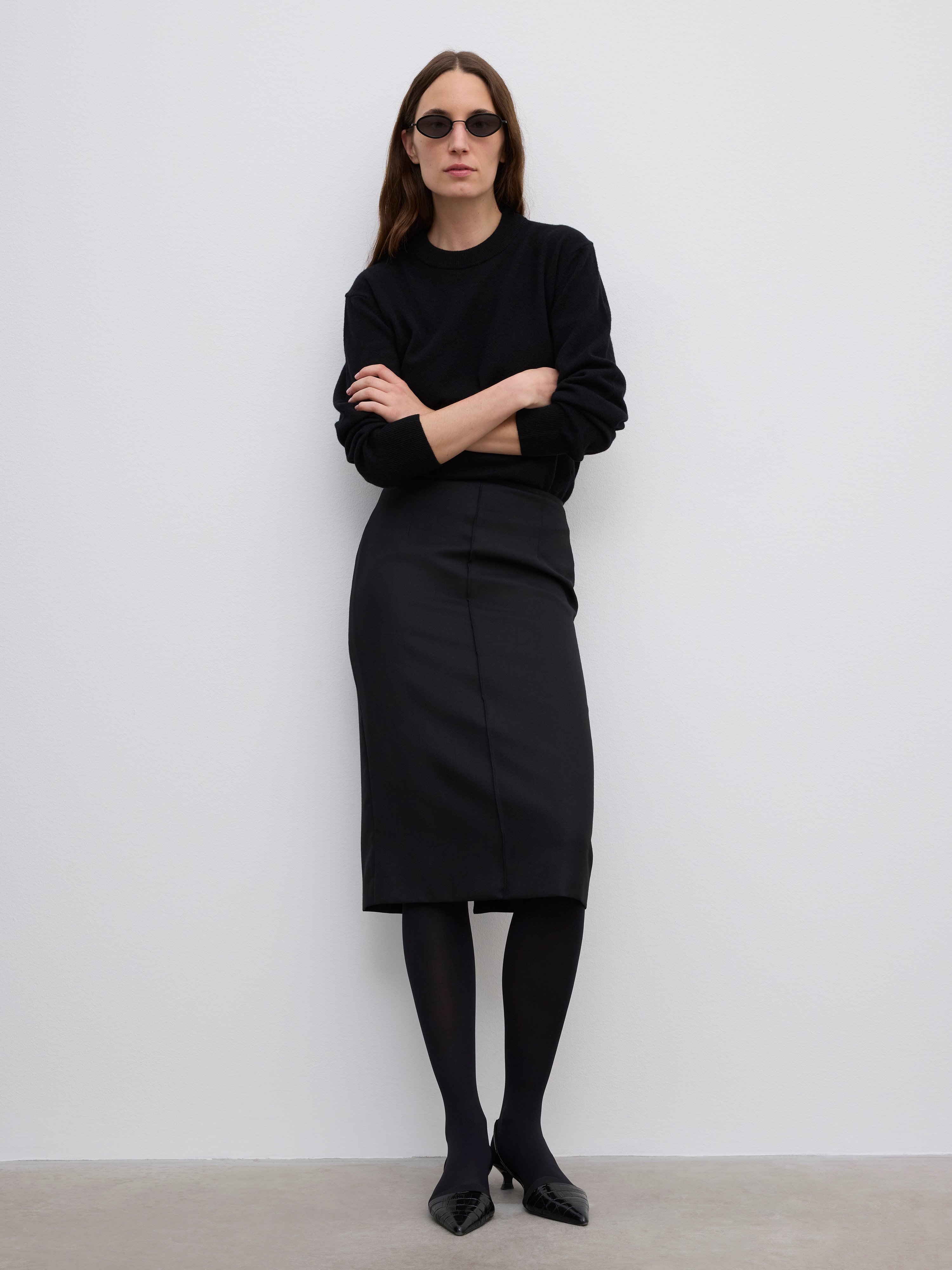 House Of Dagmar Pencil Midi Skirt In Black