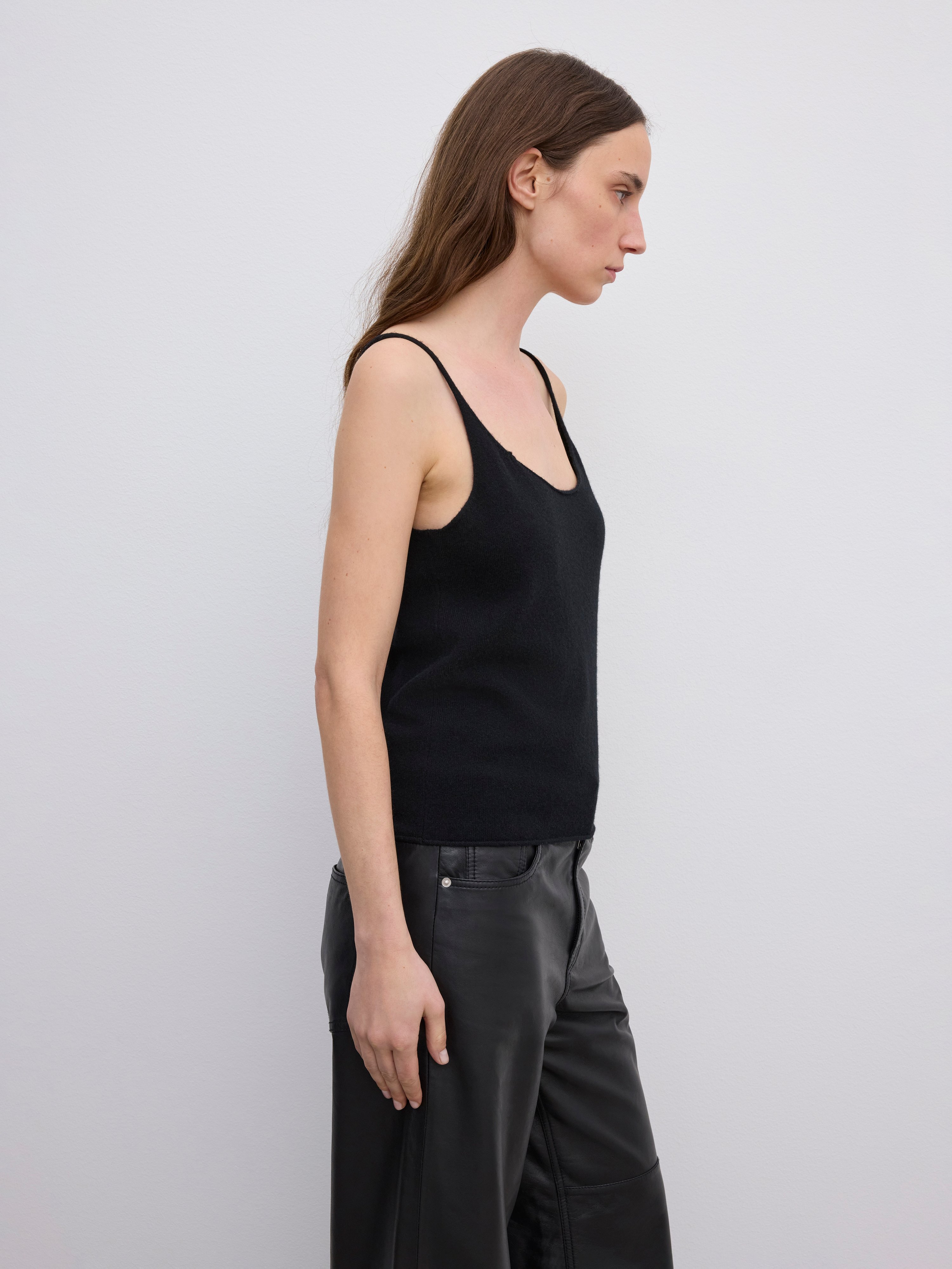House Of Dagmar Knitted Strap Top In Black