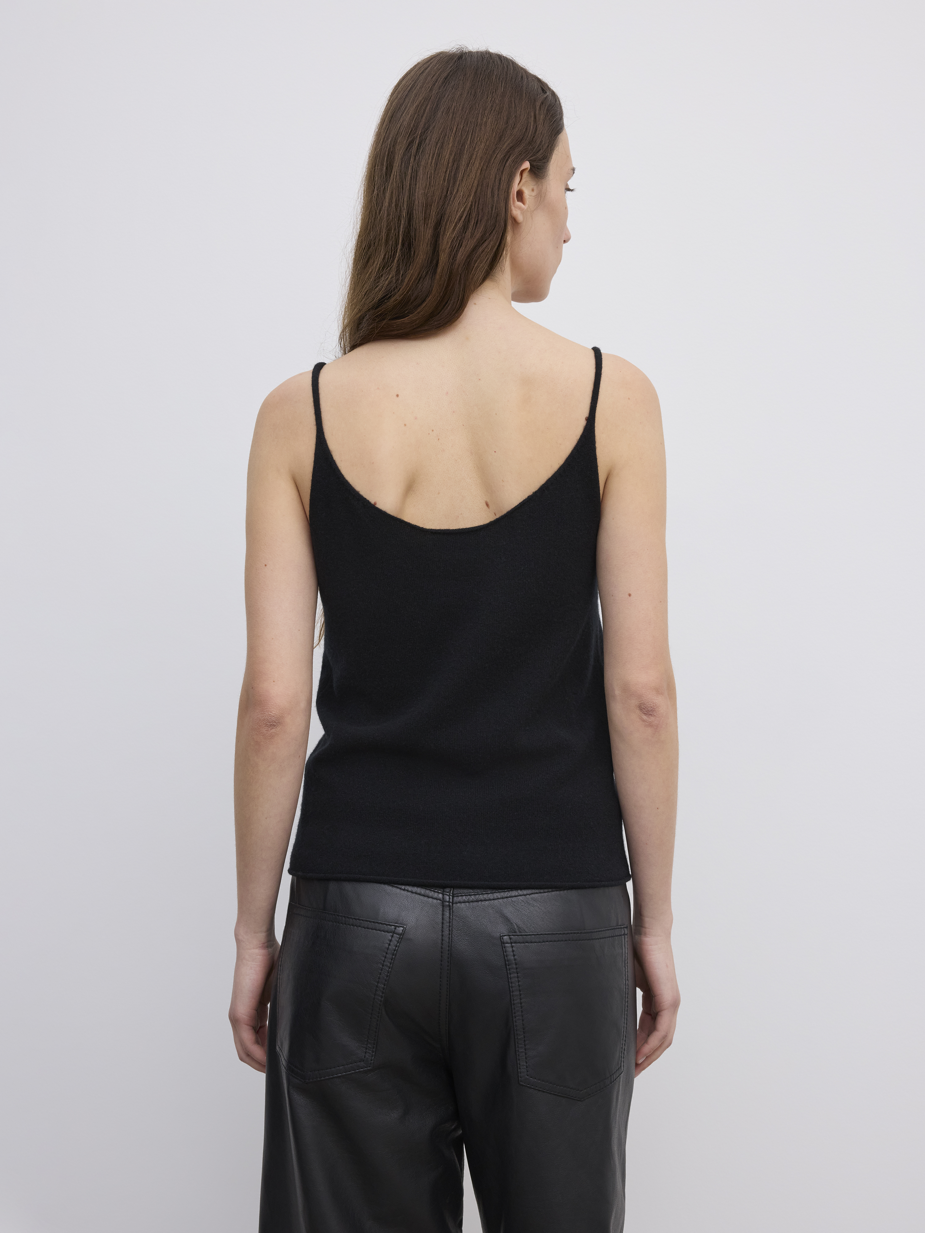 House Of Dagmar Knitted Strap Top In Black