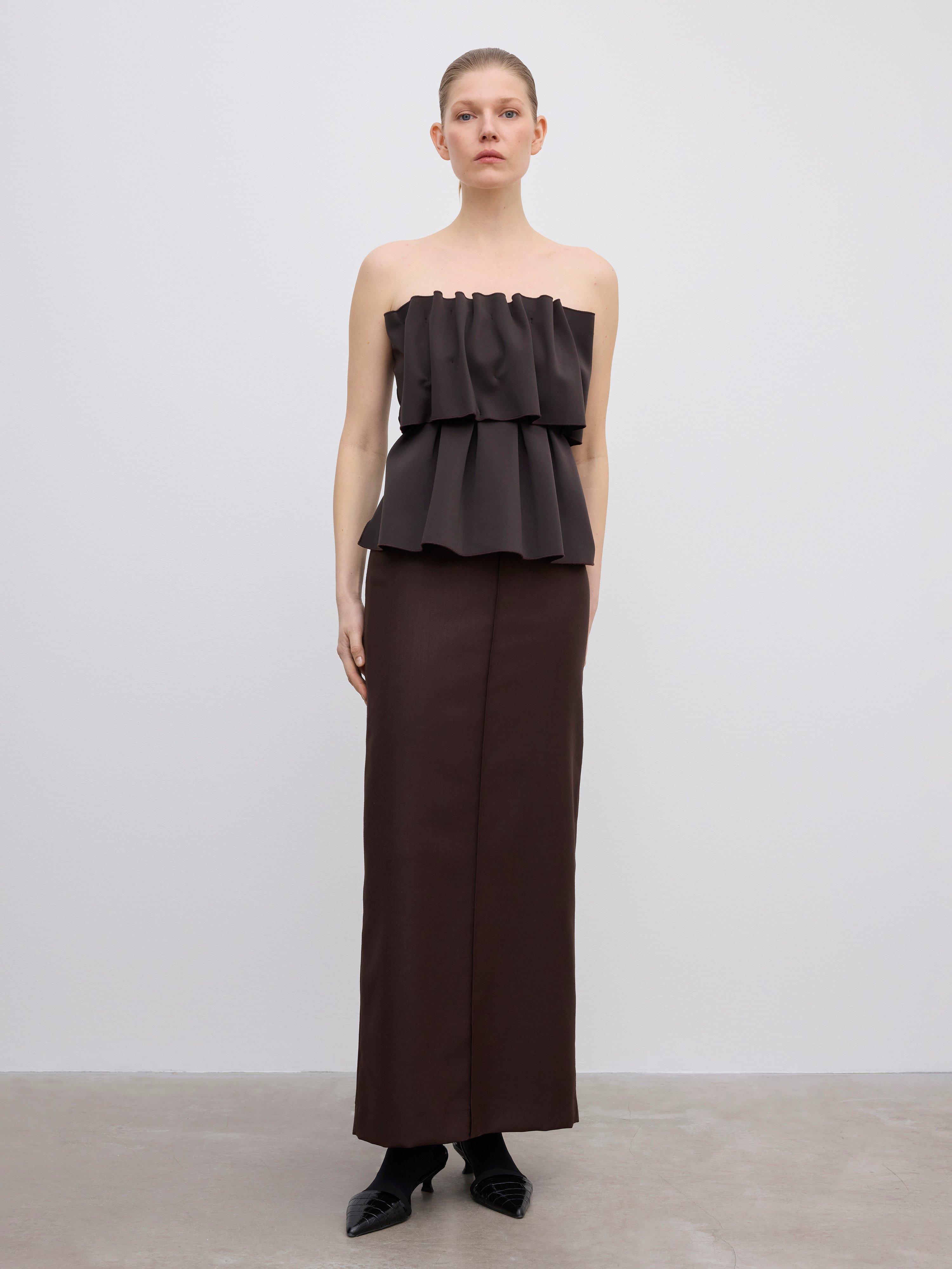 House Of Dagmar Sculpted Tube Top In Brown