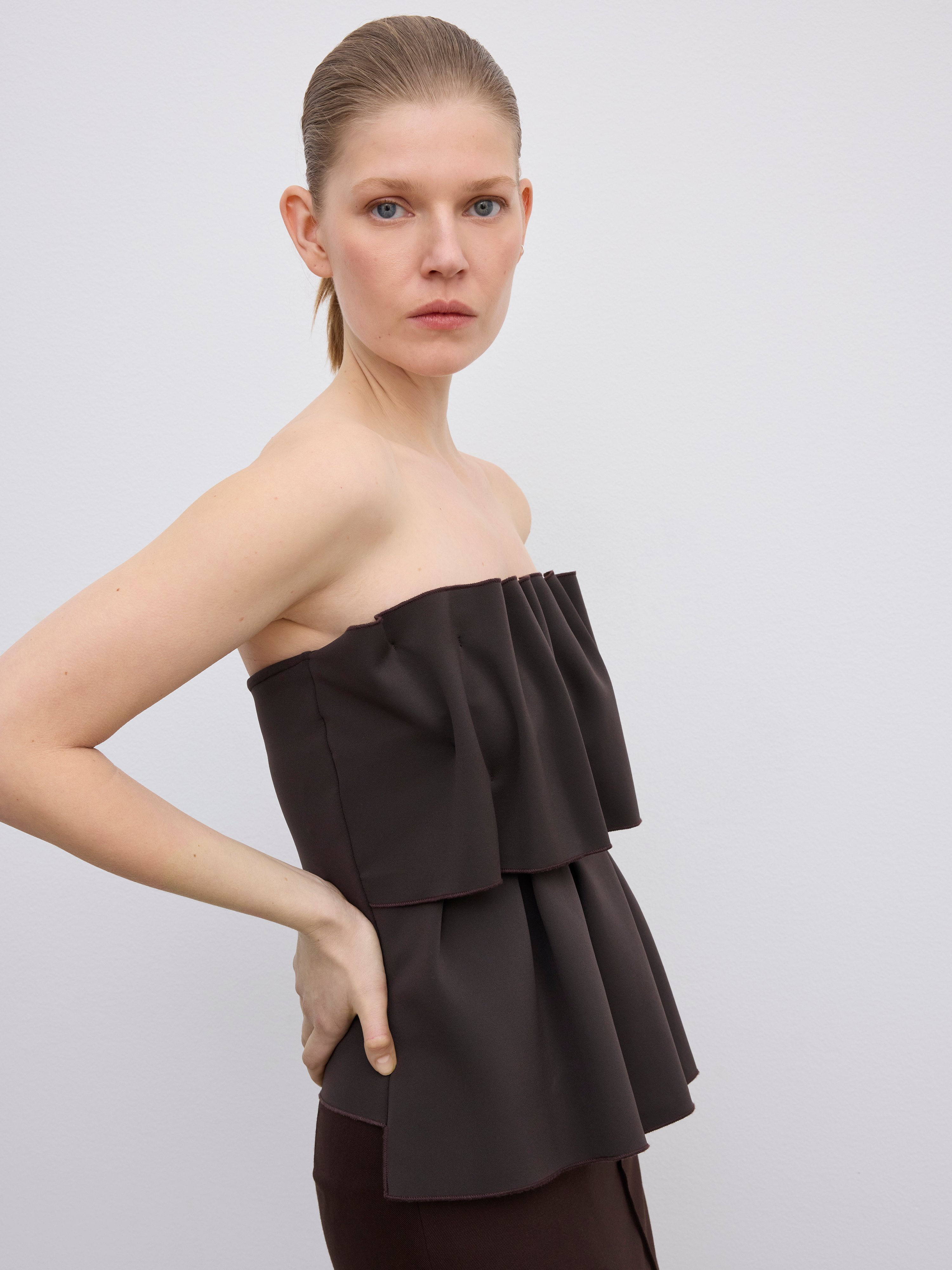 House Of Dagmar Sculpted Tube Top In Brown