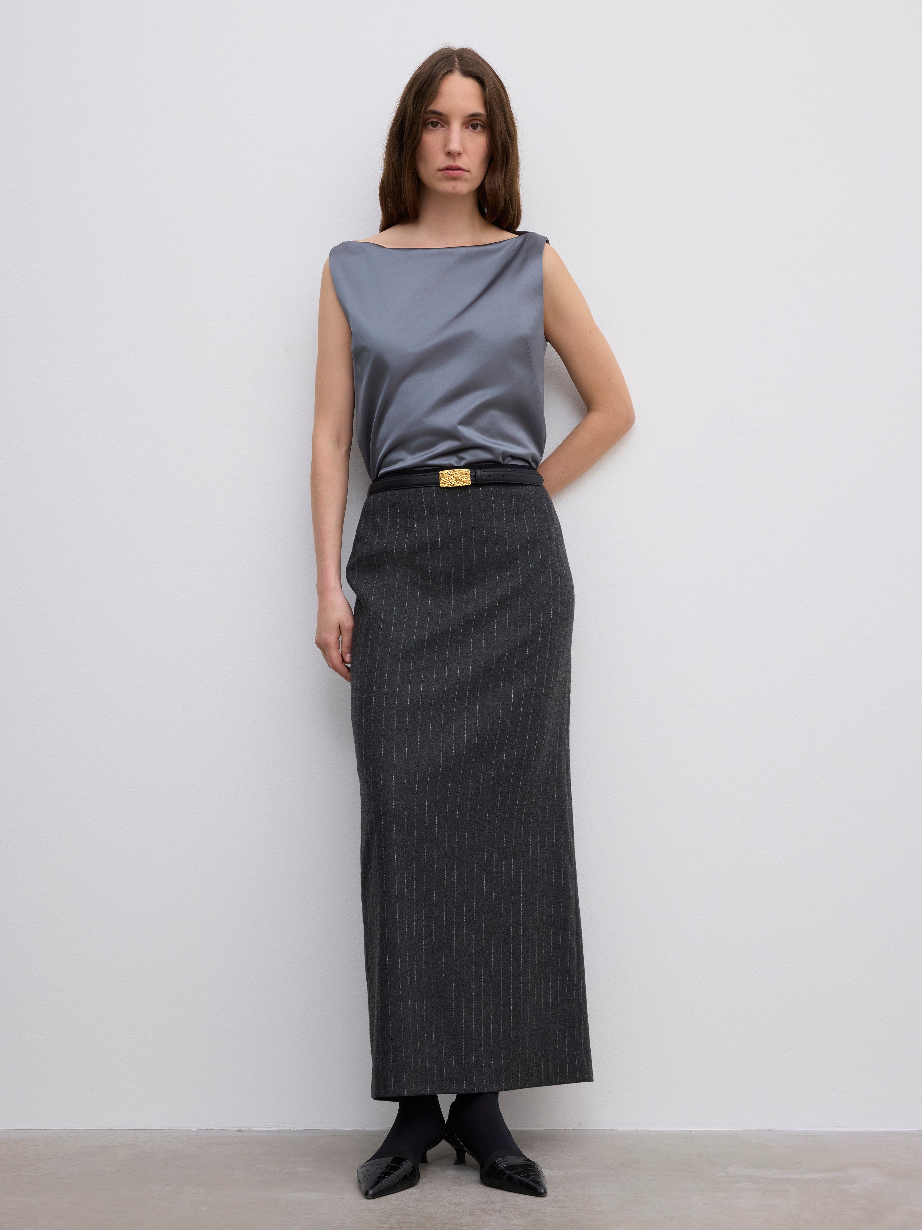 House Of Dagmar Woven Sq Neck Top In Gray