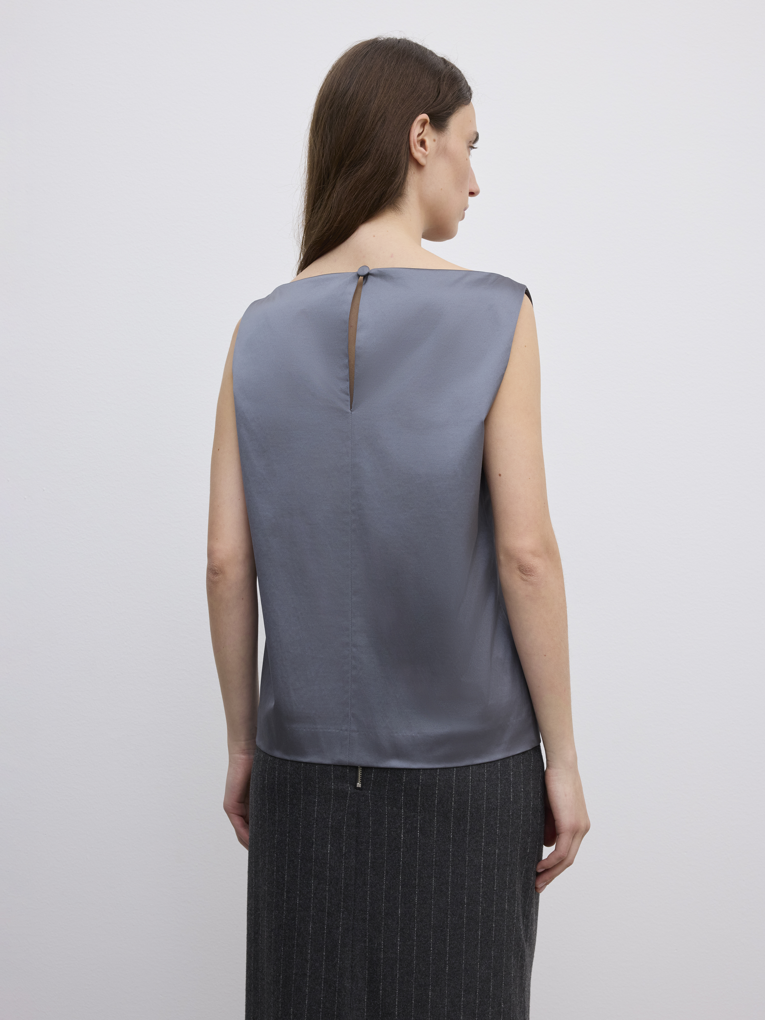 House Of Dagmar Woven Sq Neck Top In Gray