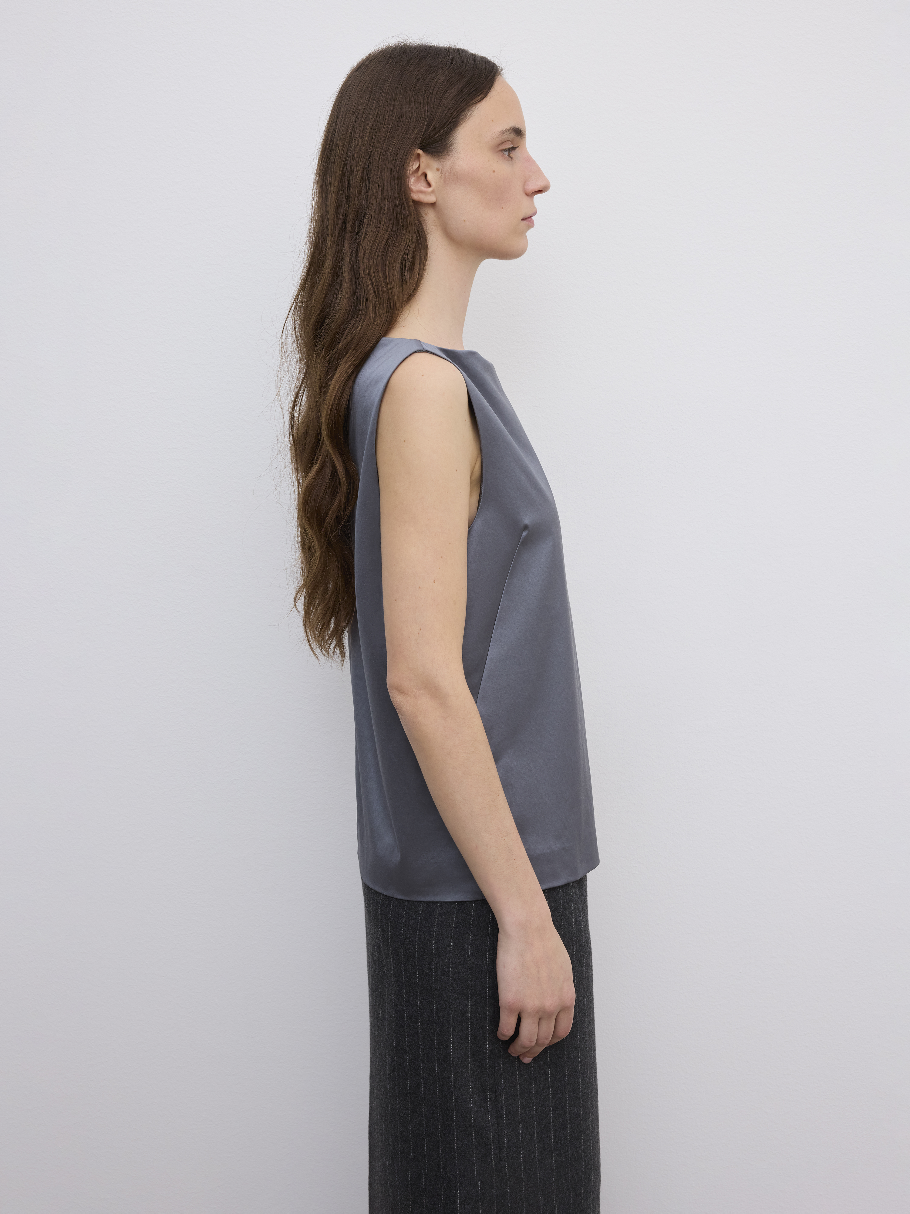 House Of Dagmar Woven Sq Neck Top In Gray