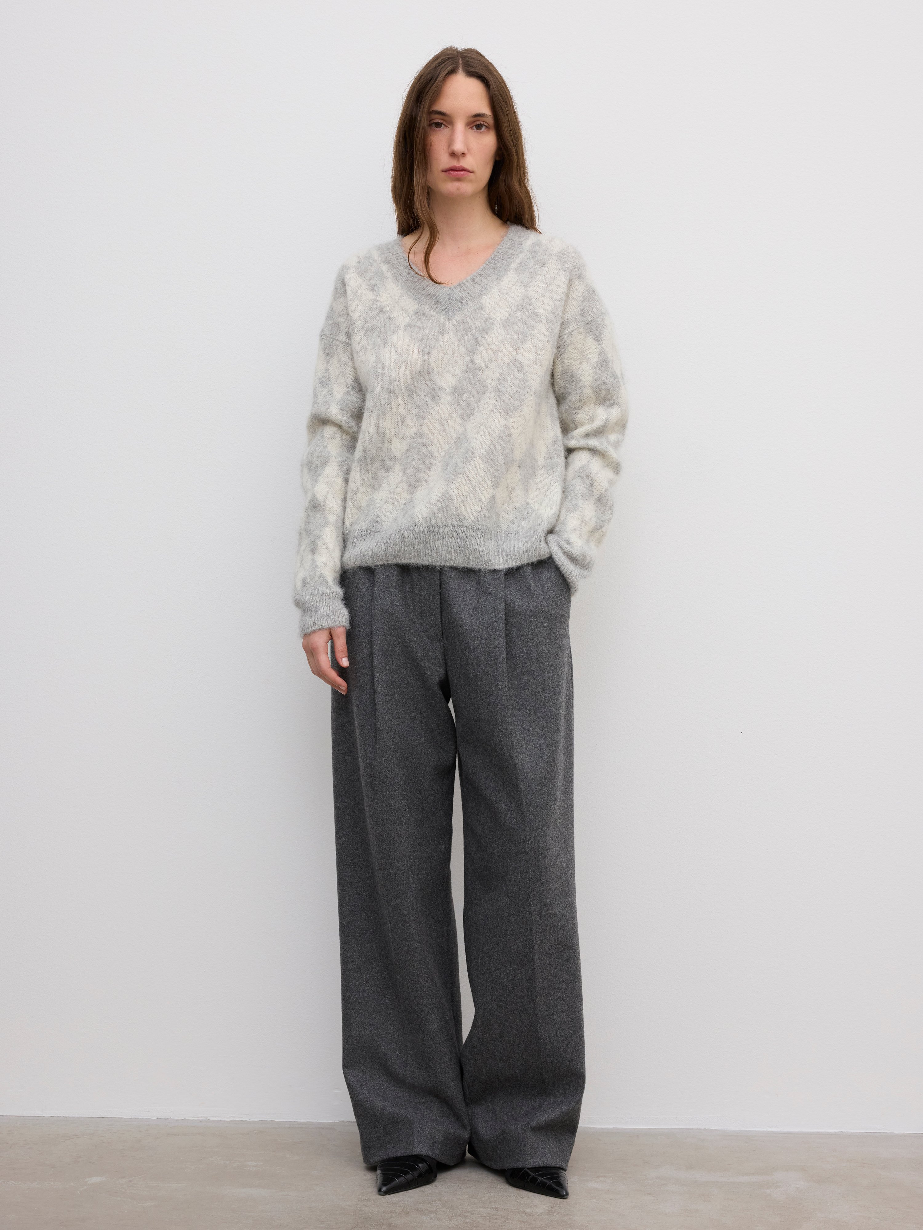 House Of Dagmar Brushed Argyle Alpaca Knit