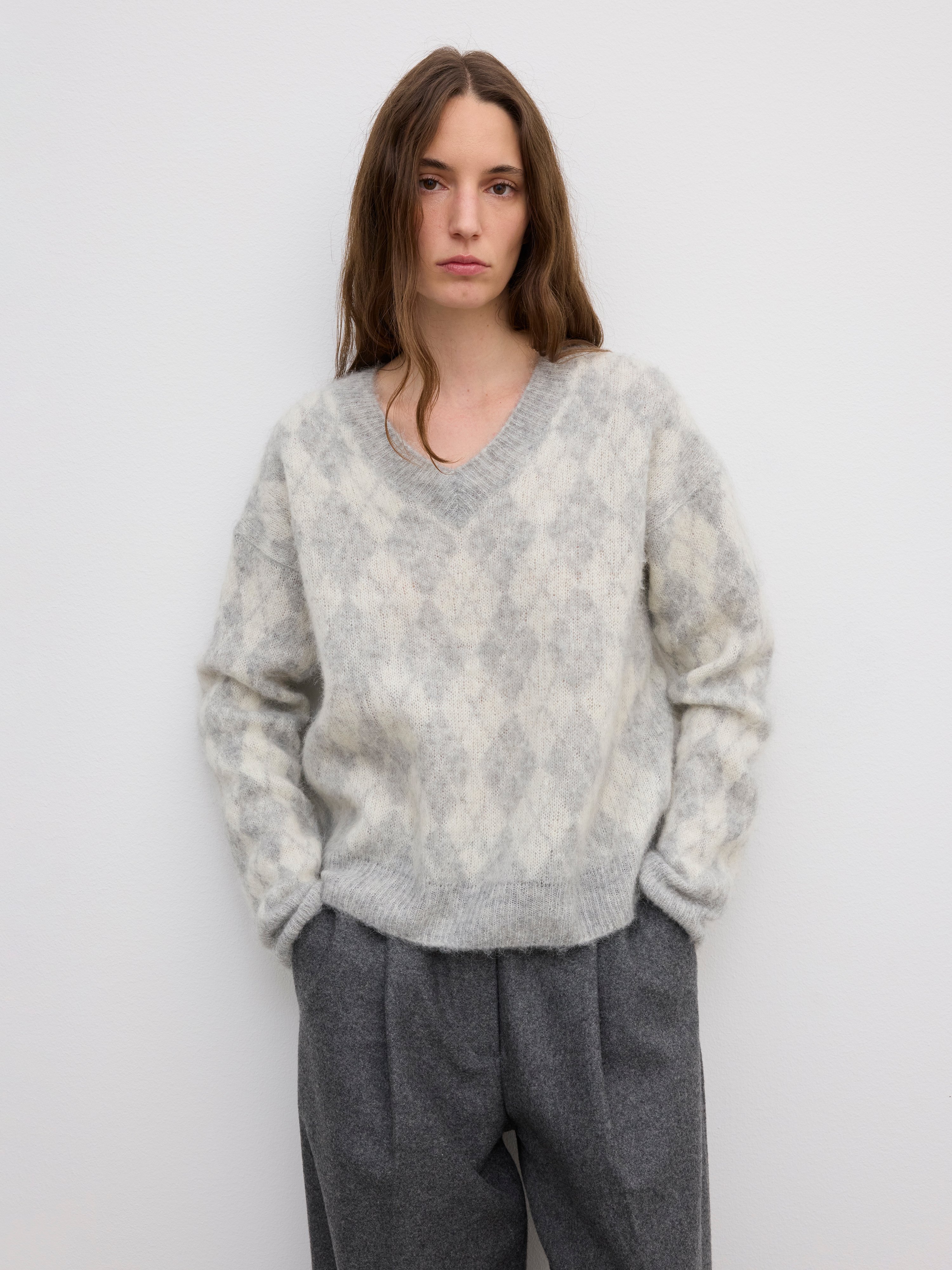 House Of Dagmar Brushed Argyle Alpaca Knit