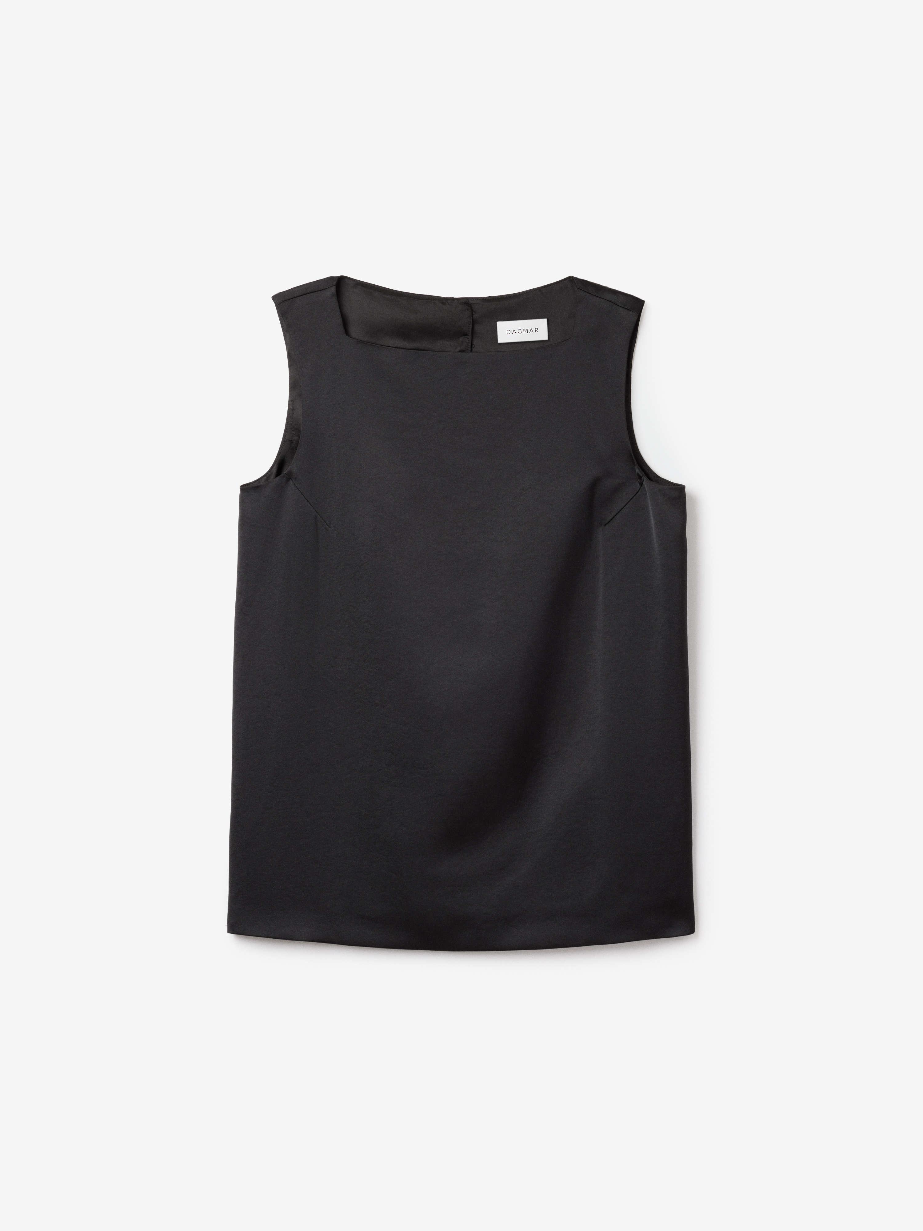 House Of Dagmar Open Back Satin Top In Black