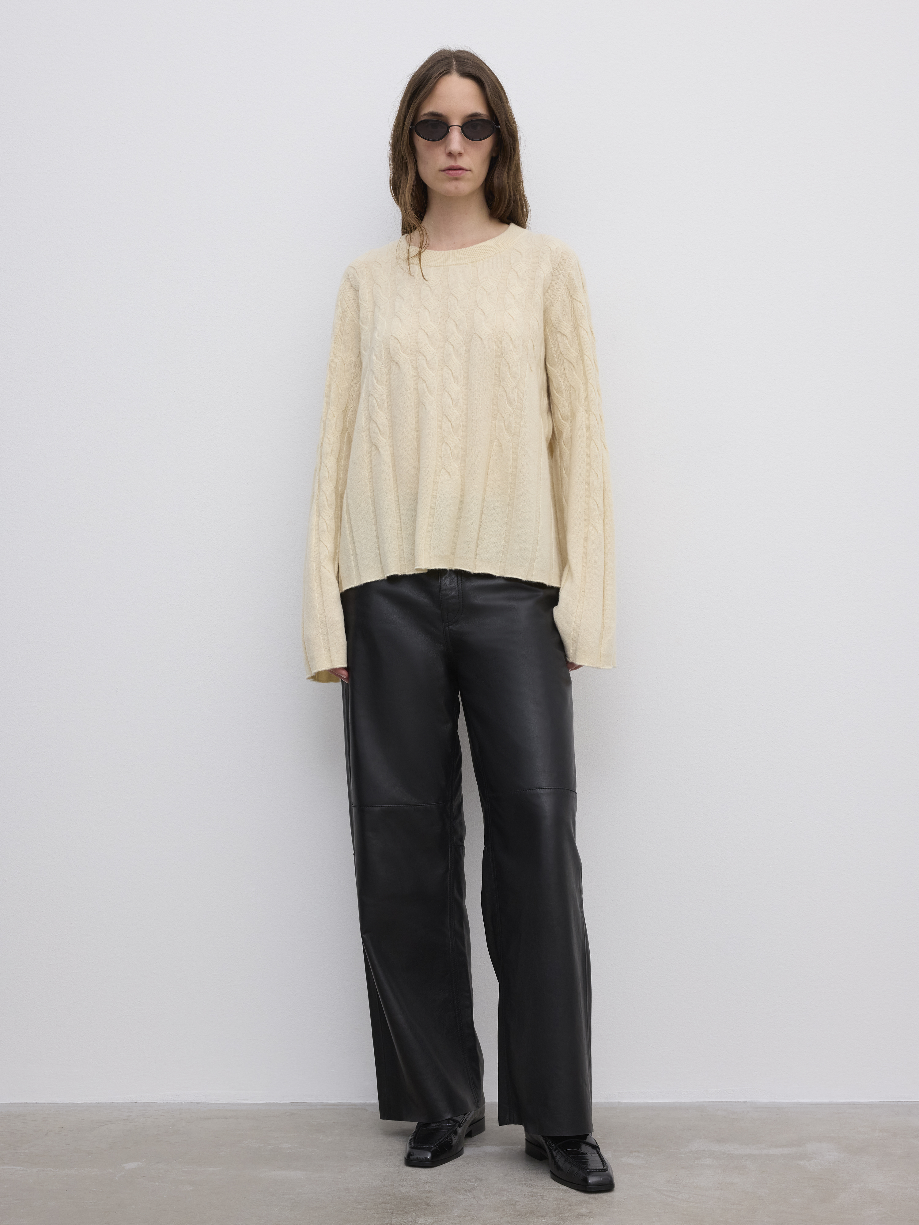 House Of Dagmar Faded Cable Knit In Yellow