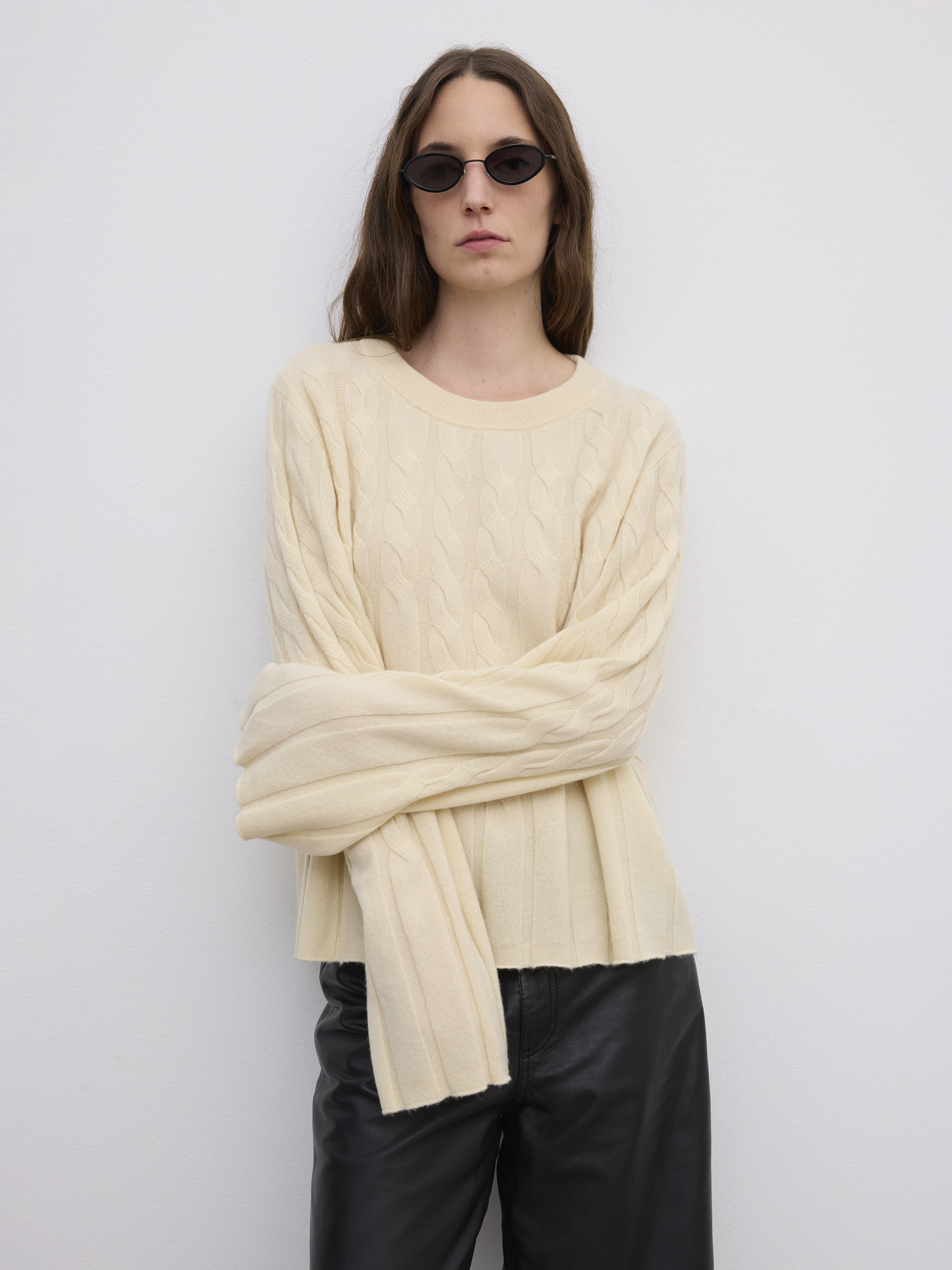 House Of Dagmar Faded Cable Knit In Yellow