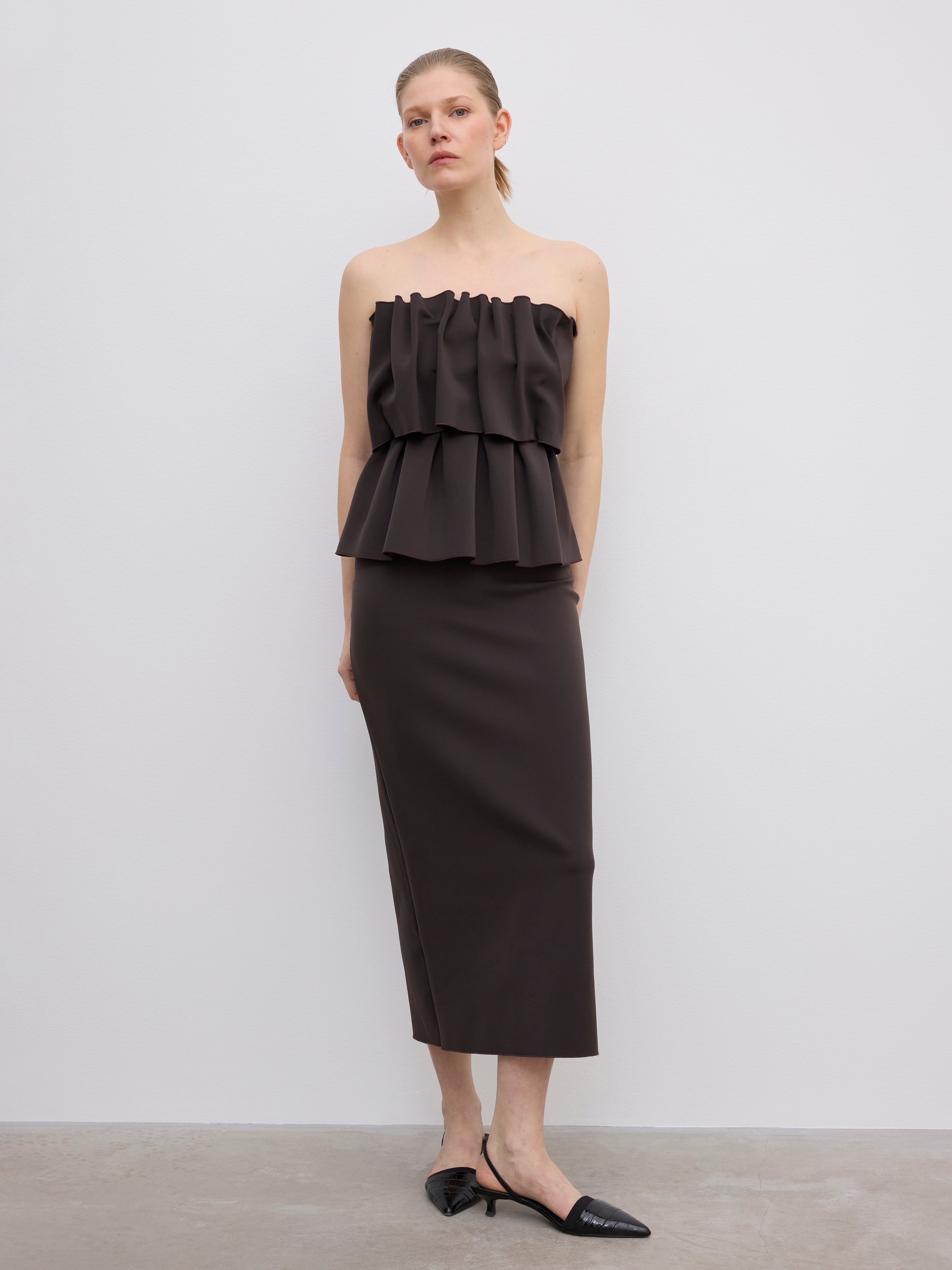 House Of Dagmar Sculpted Slim Dress In Brown