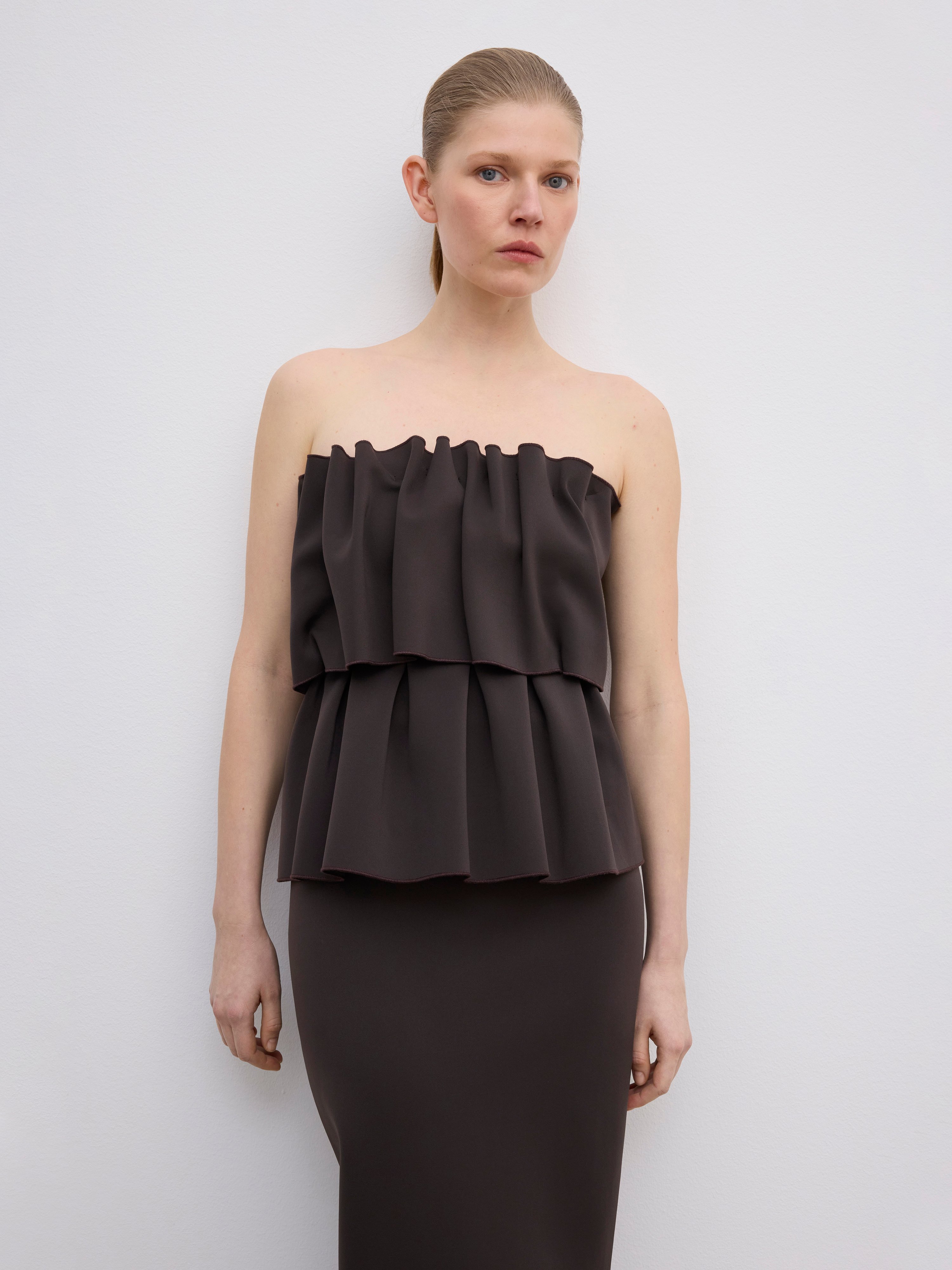 House Of Dagmar Sculpted Slim Dress In Brown