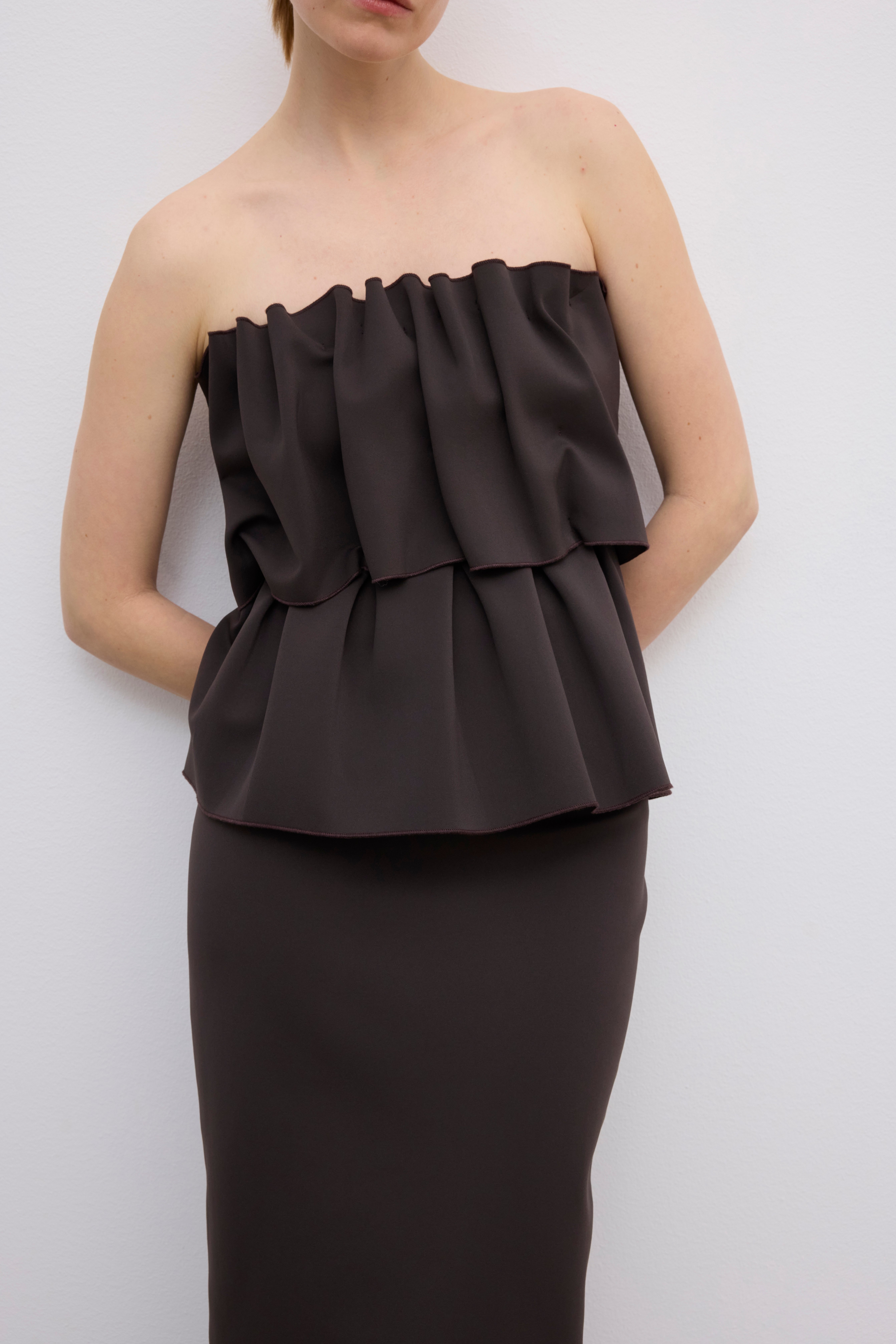 House Of Dagmar Sculpted Slim Dress In Brown