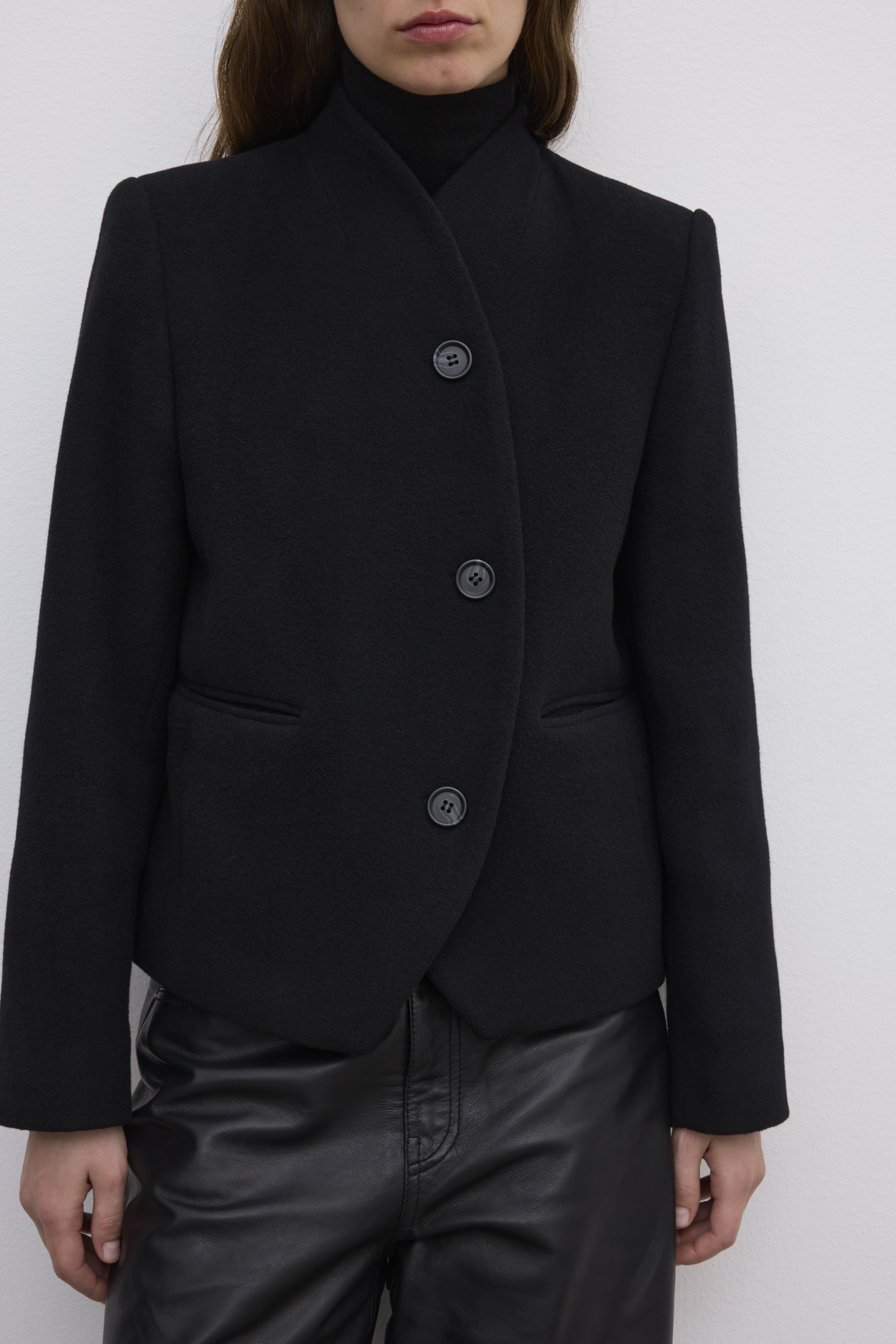 House Of Dagmar Short Curved Jacket In Black