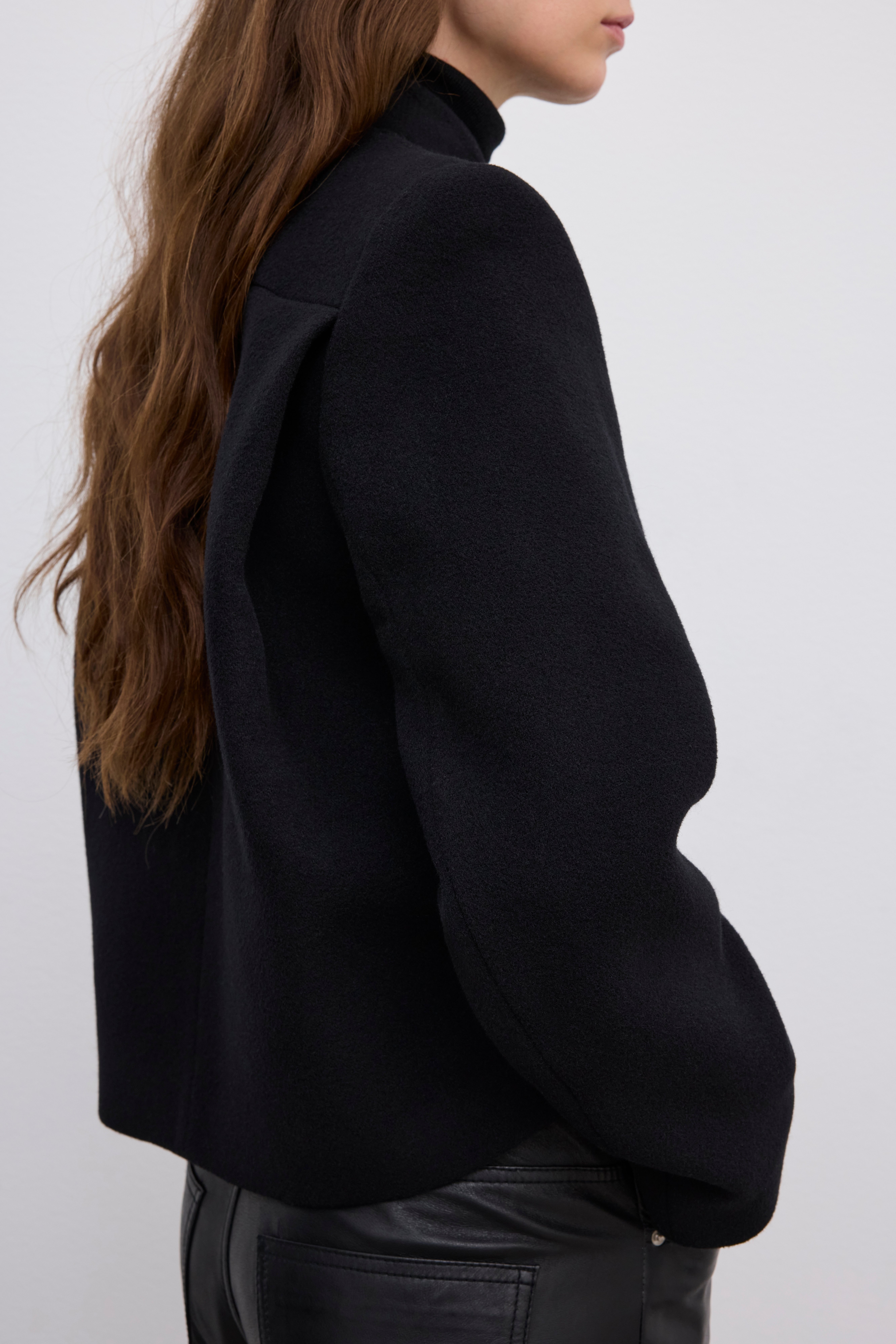 House Of Dagmar Short Curved Jacket In Black