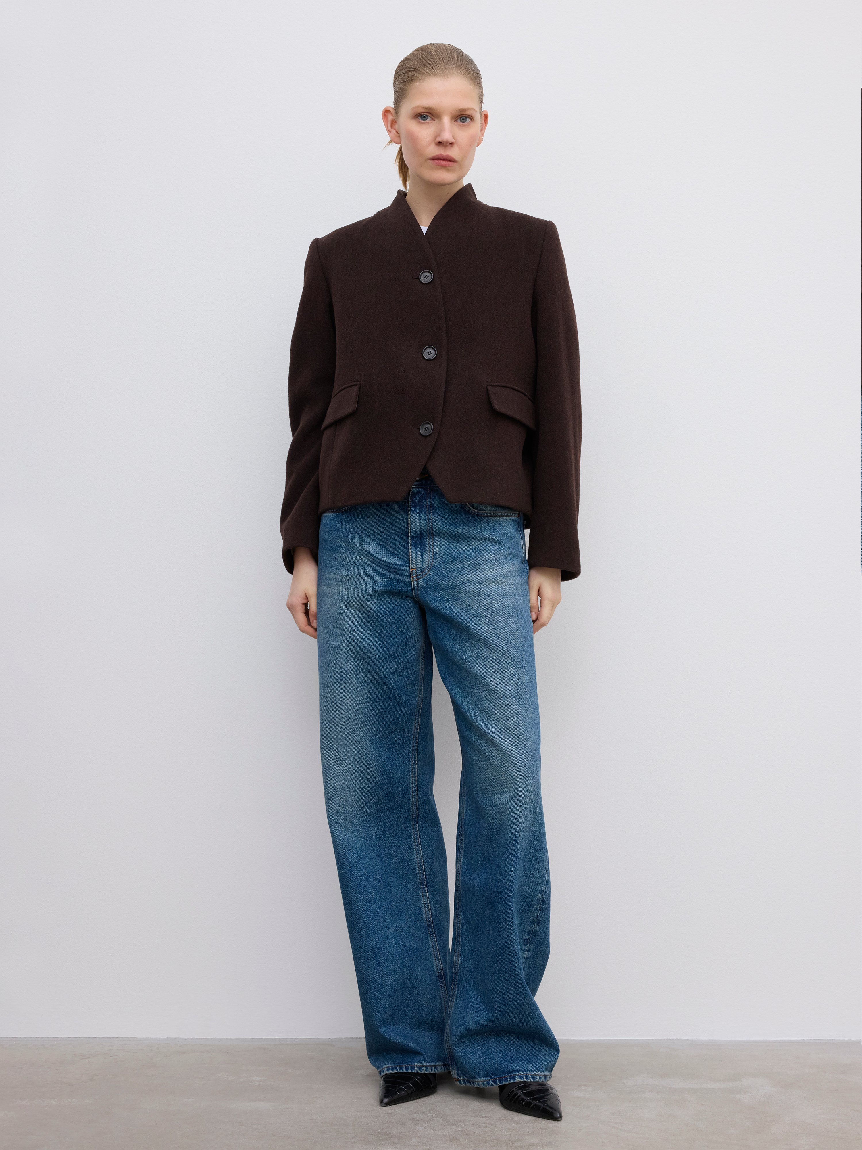 House Of Dagmar Short Curved Jacket In Brown