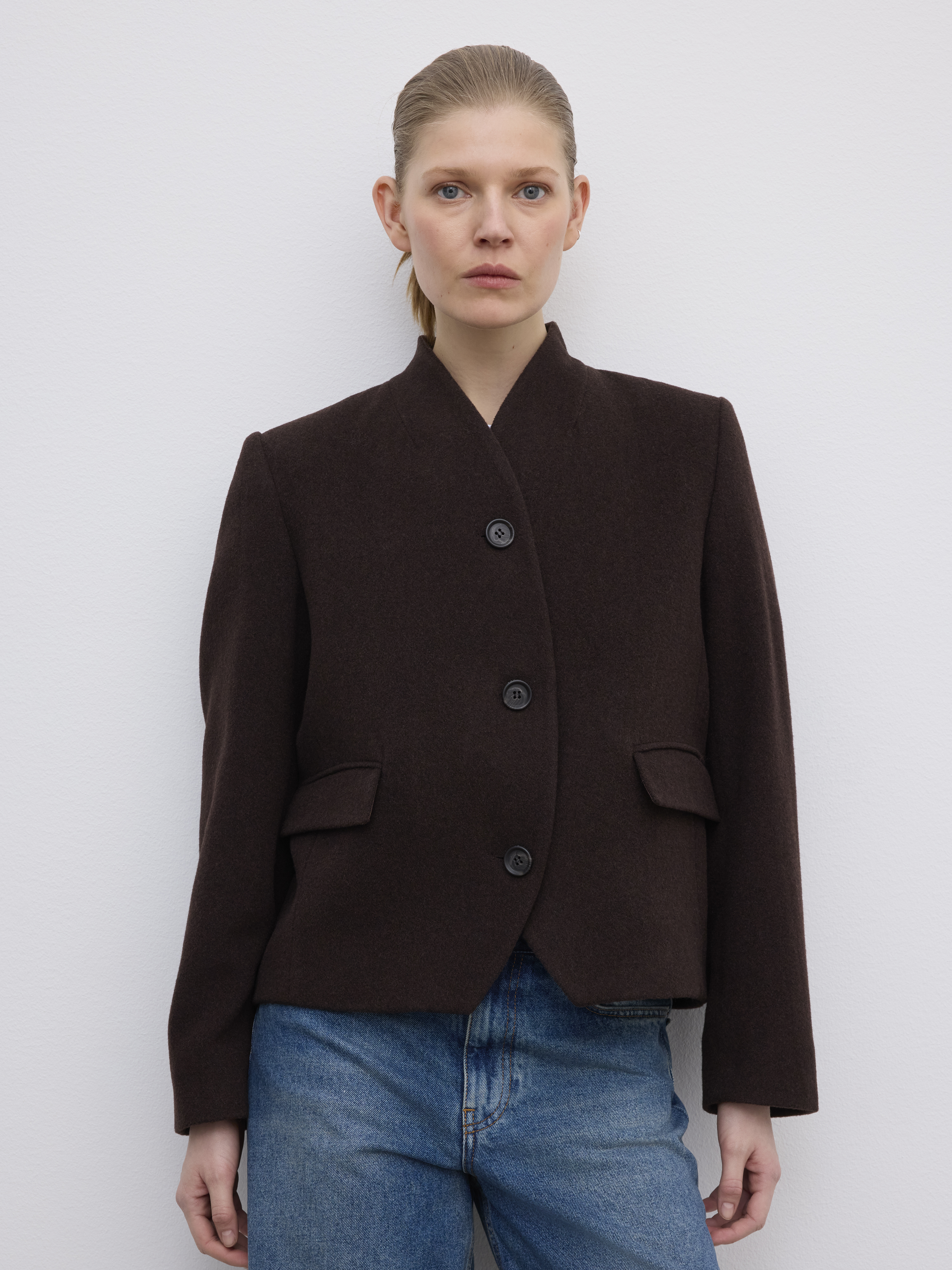 House Of Dagmar Short Curved Jacket In Brown
