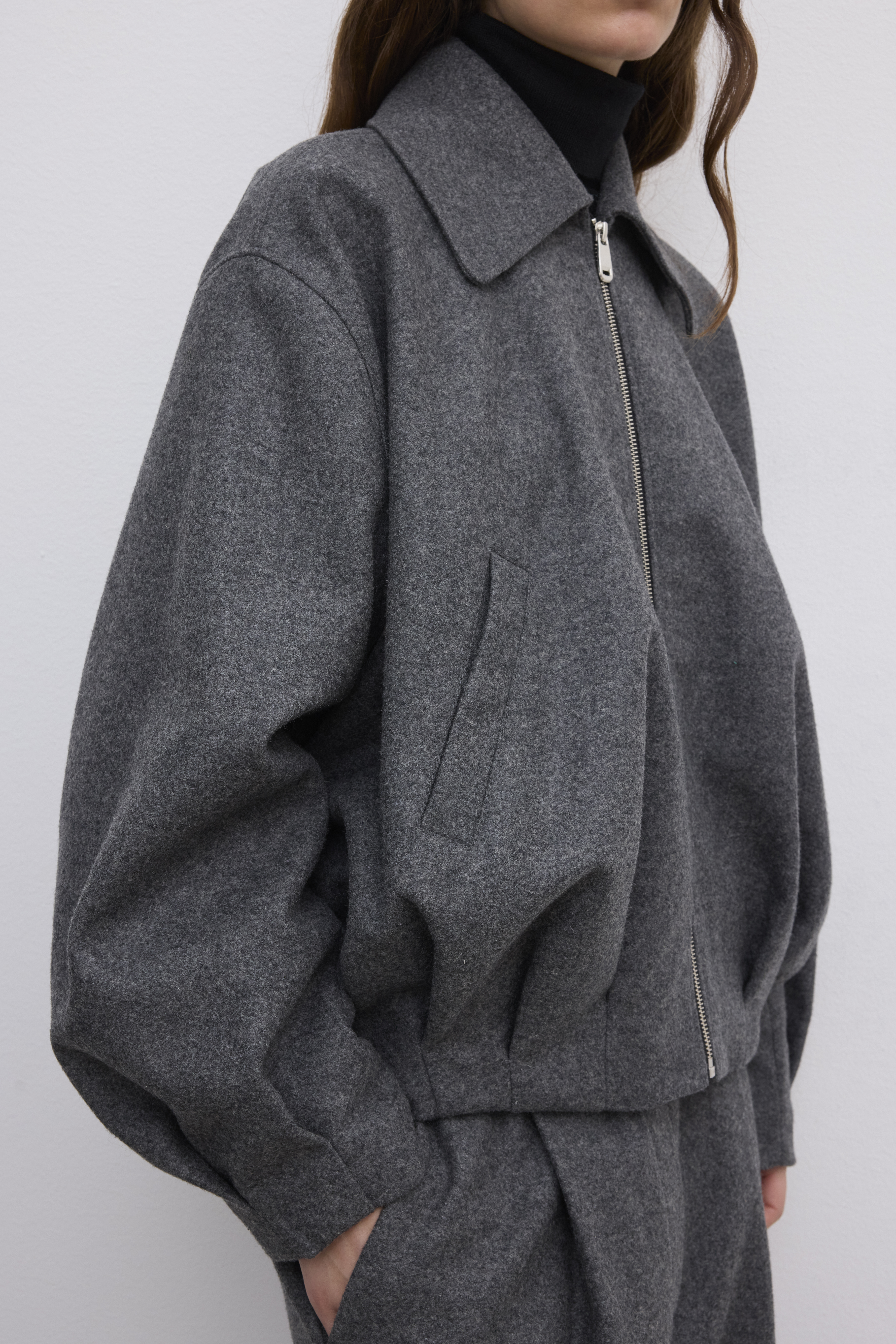House Of Dagmar Wool Felt Blouson In Gray