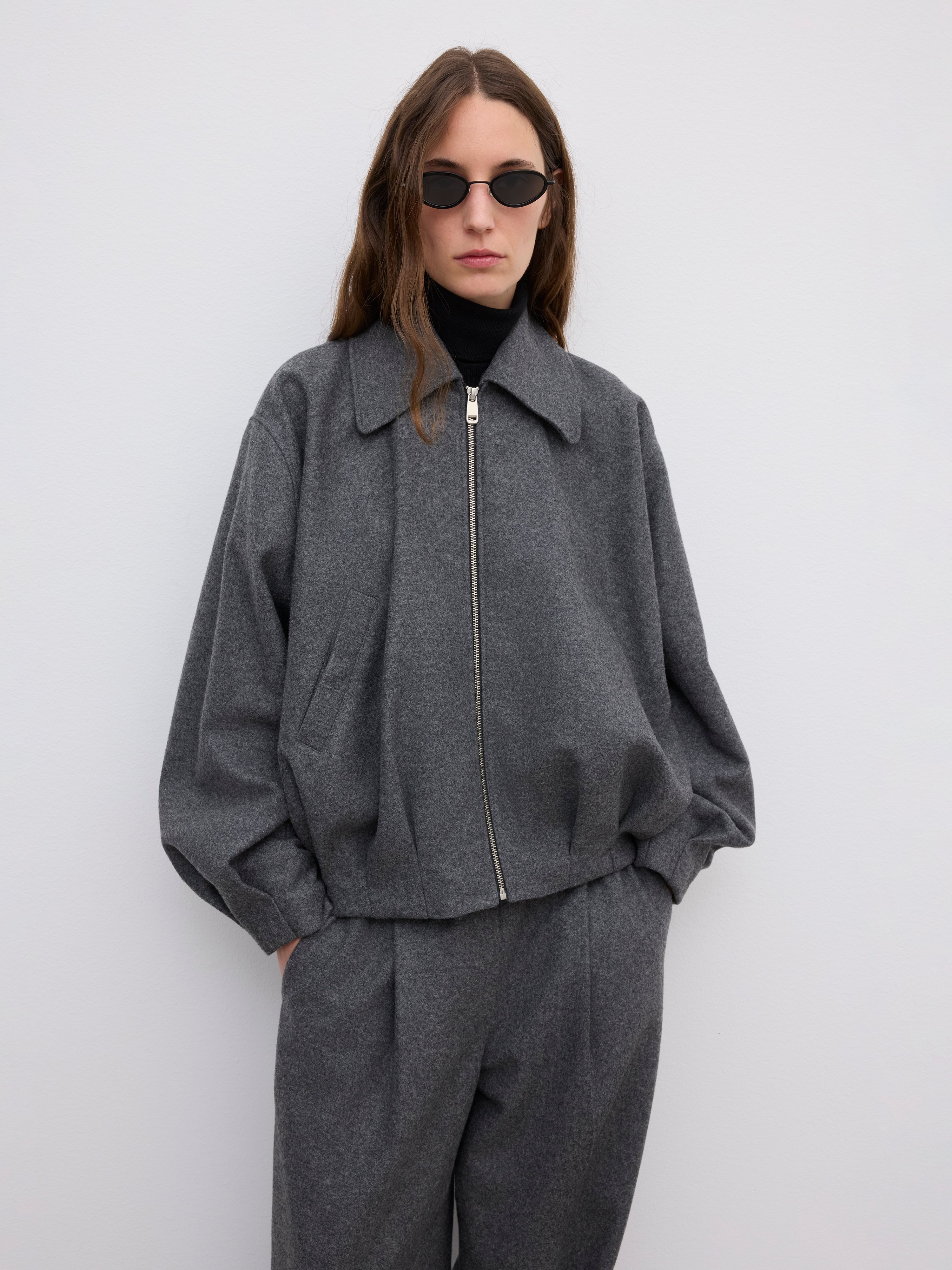 House Of Dagmar Wool Felt Blouson In Gray