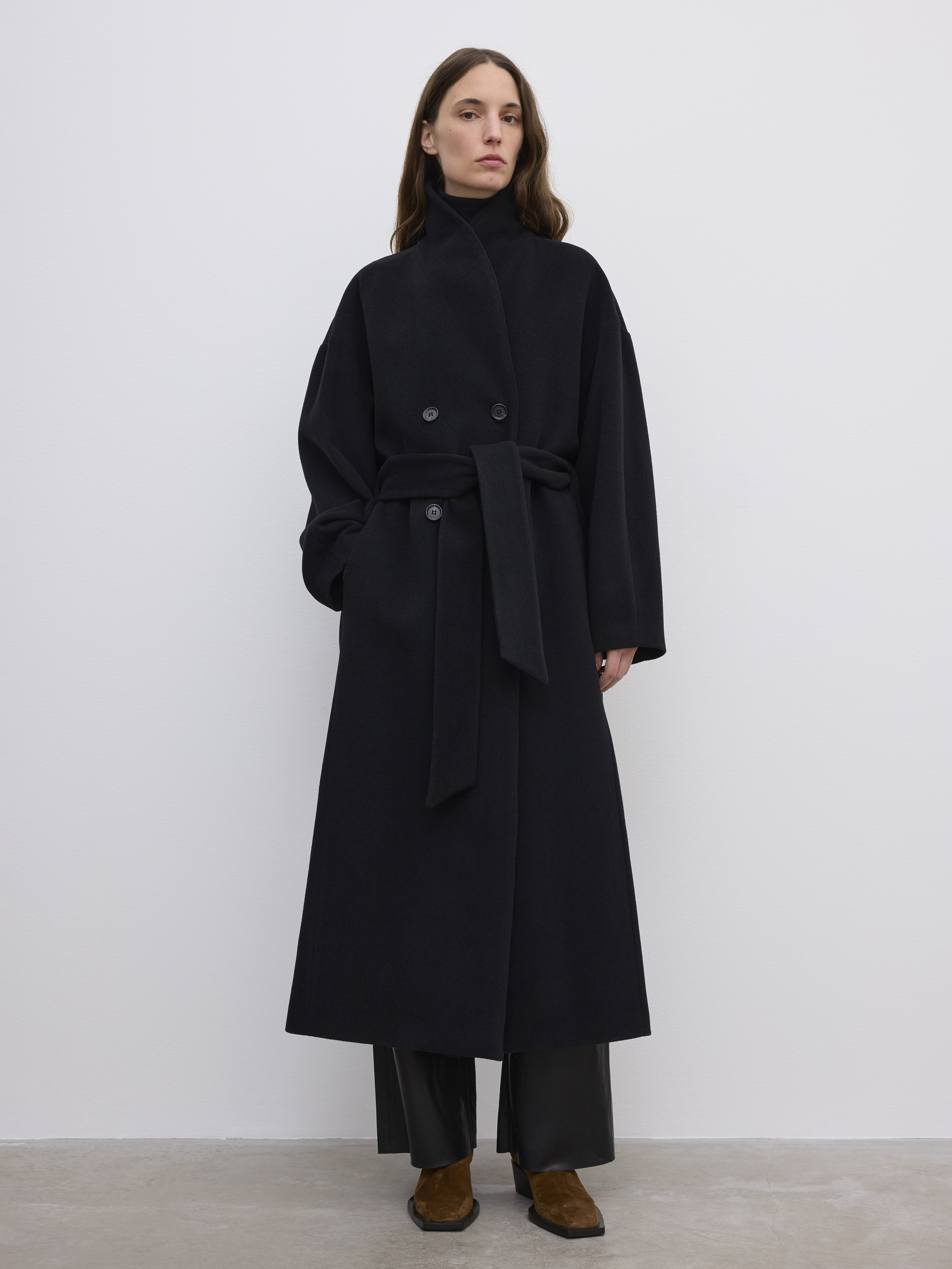 House Of Dagmar Relaxed Wool Coat In Black