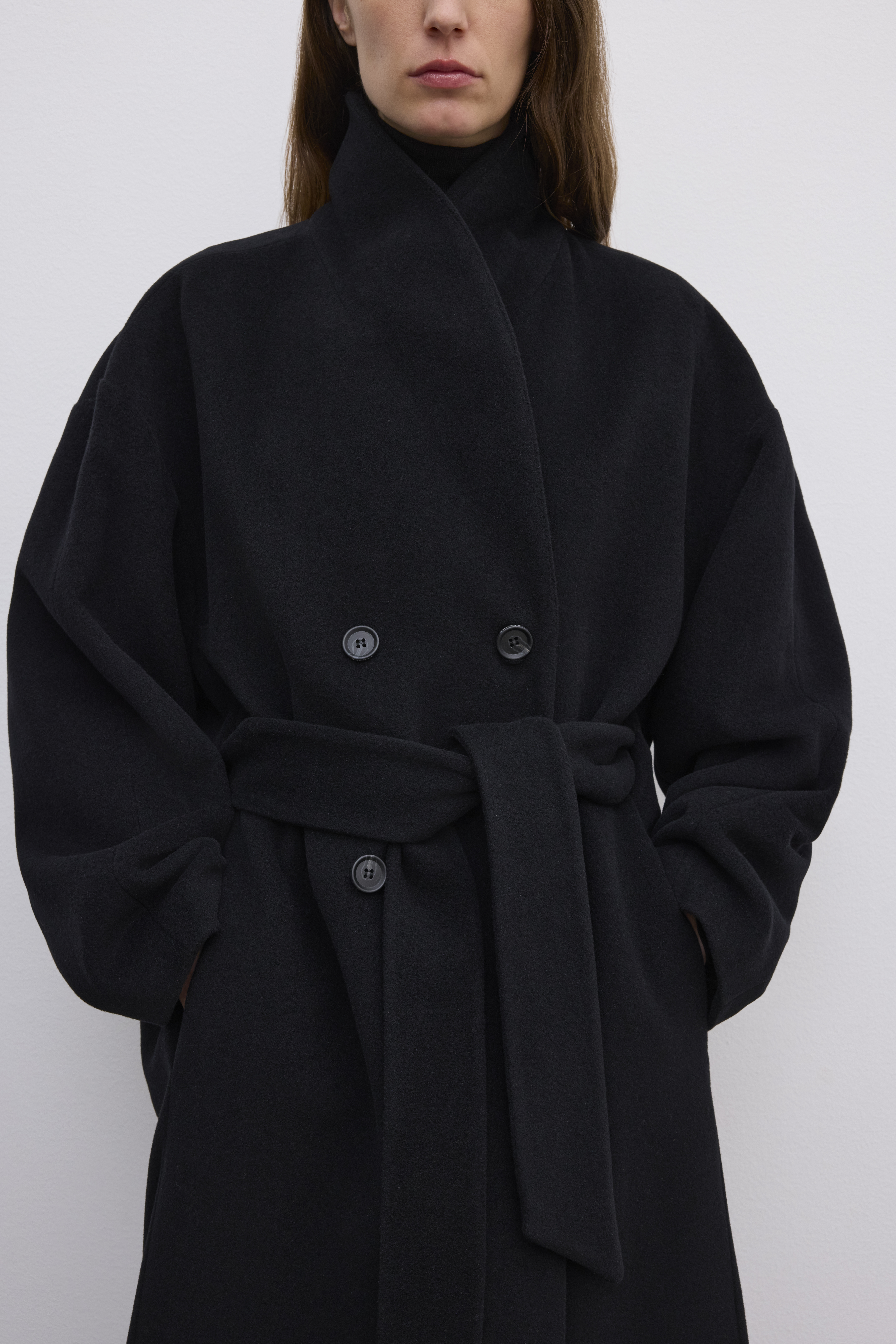 House Of Dagmar Relaxed Wool Coat In Black