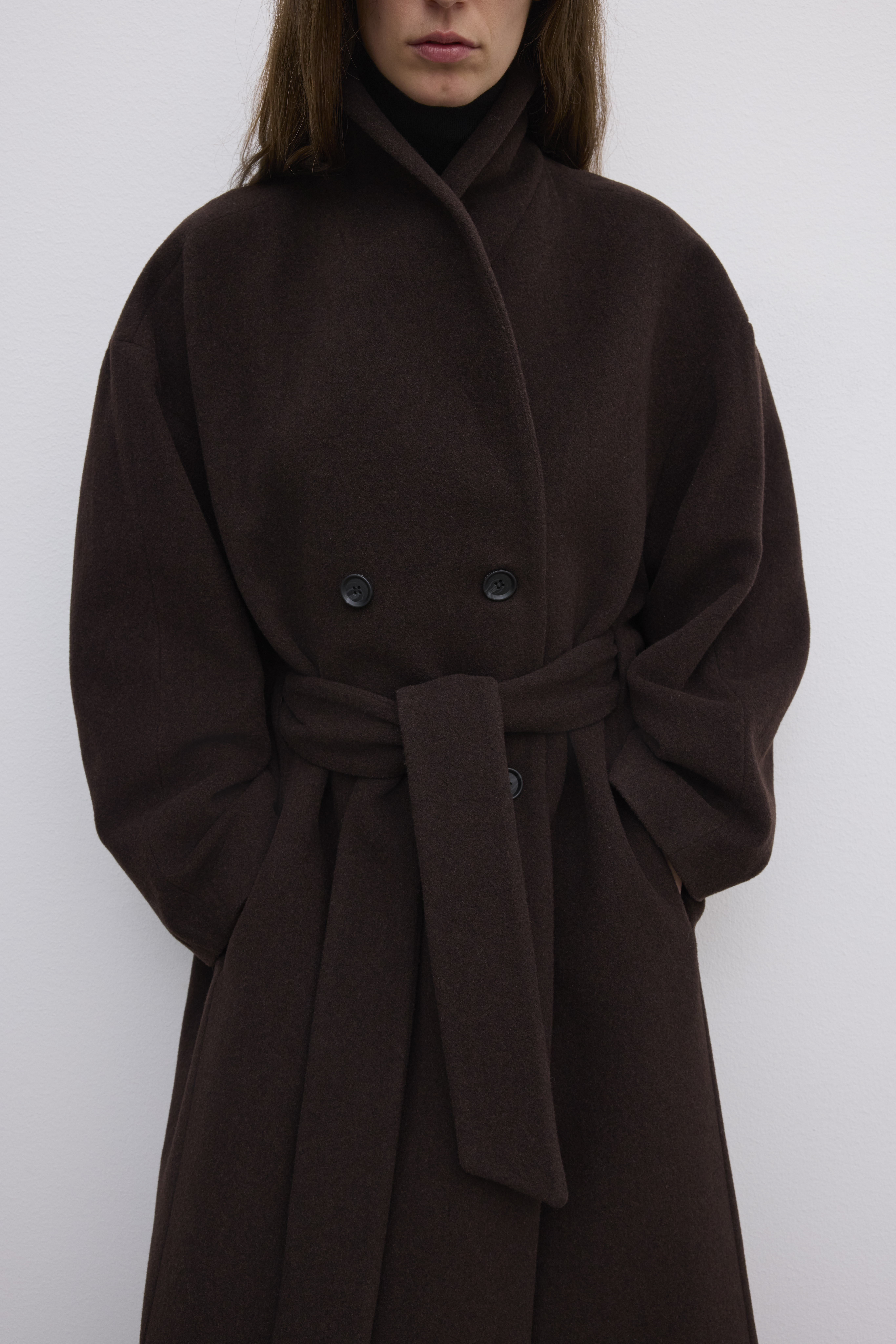 House Of Dagmar Relaxed Wool Coat In Brown