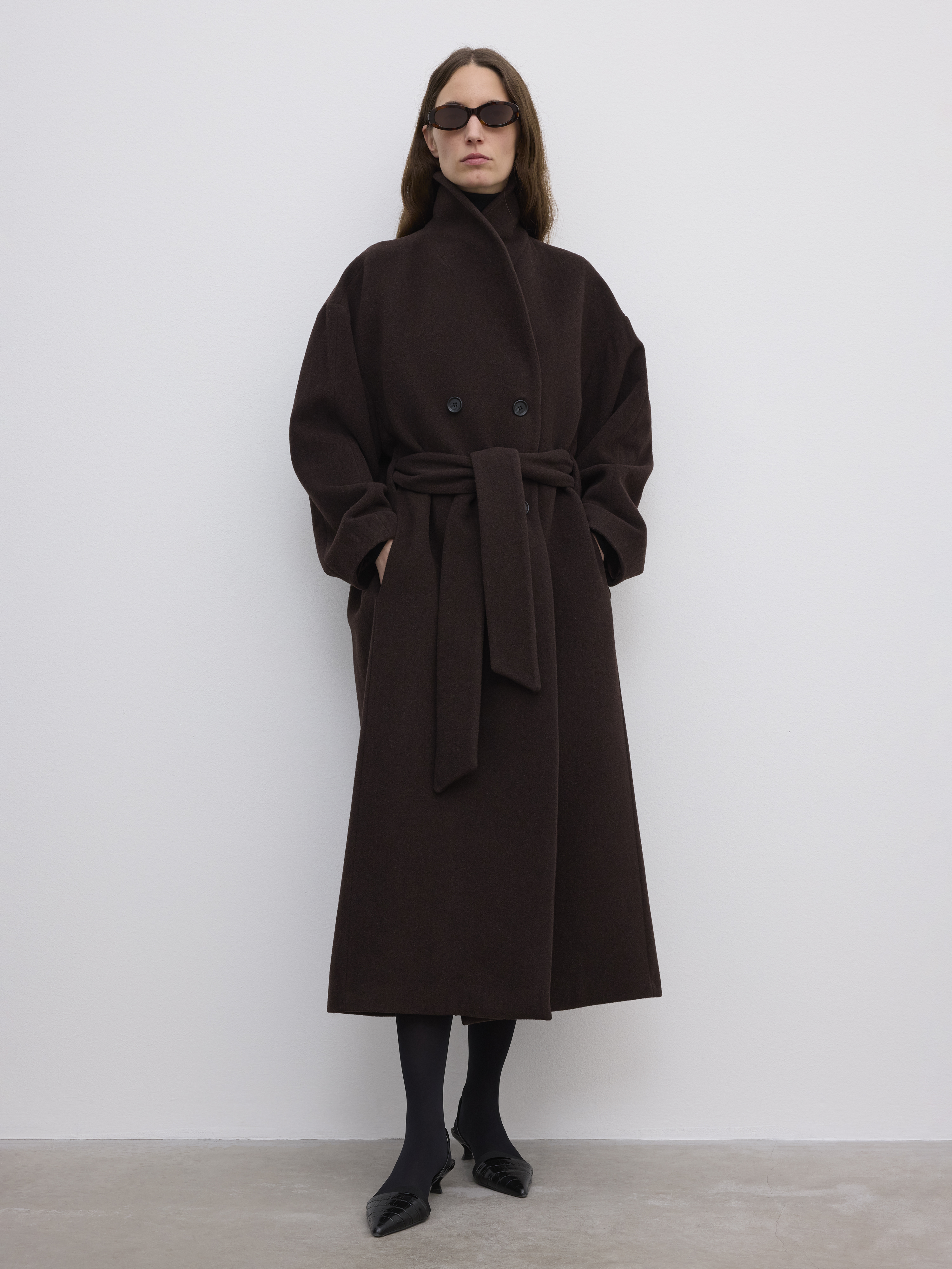 House Of Dagmar Relaxed Wool Coat In Brown