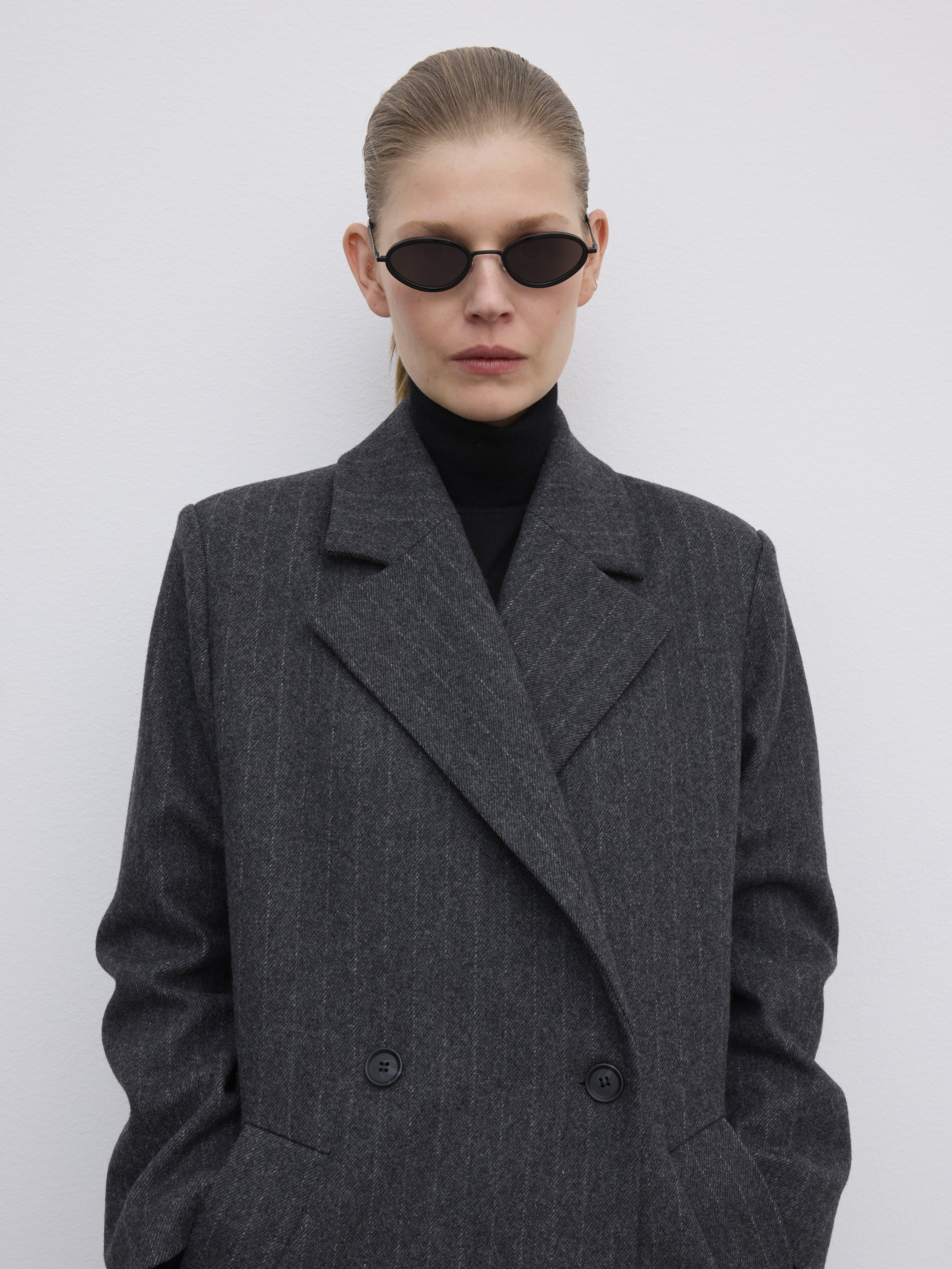 House Of Dagmar Db Pinstripe Coat In Gray