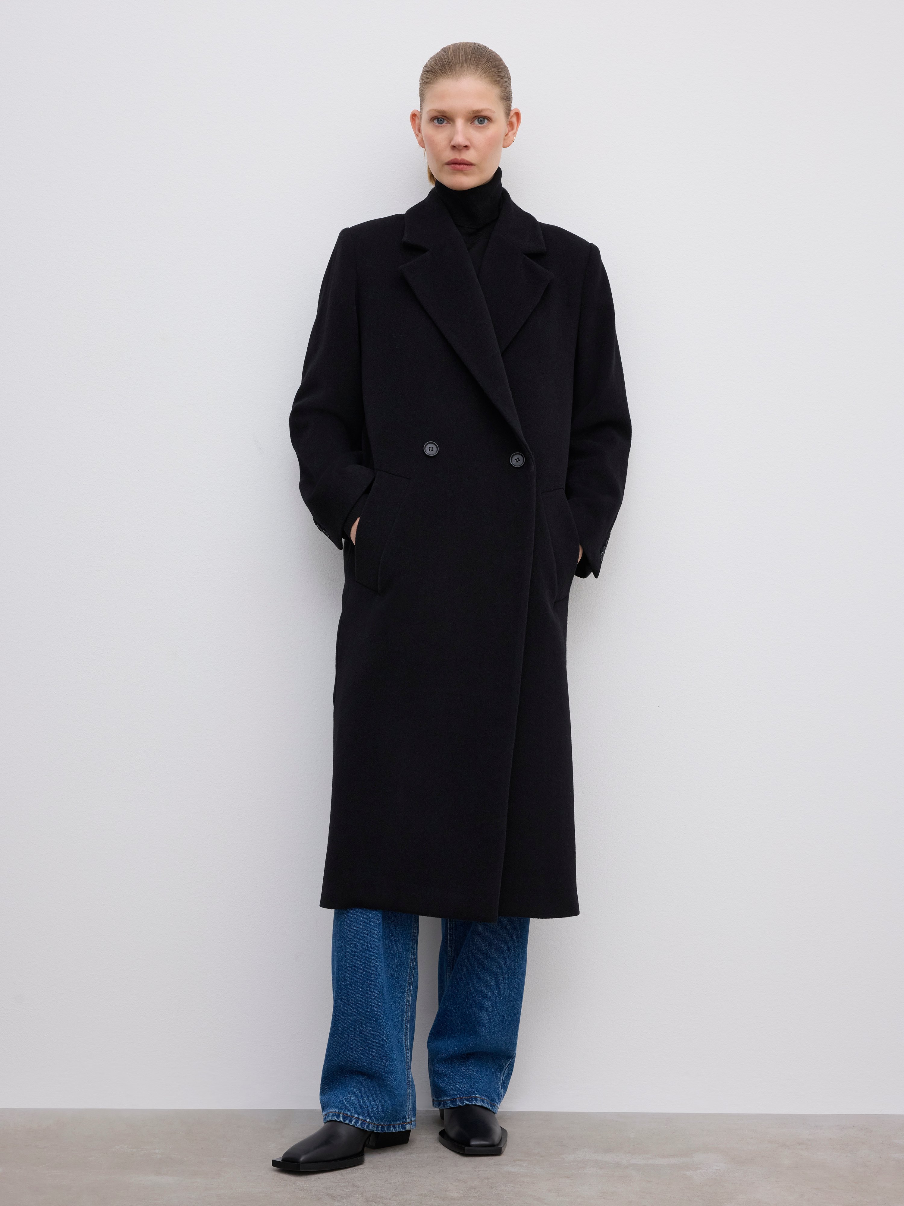 House Of Dagmar Db Wool Coat In Black