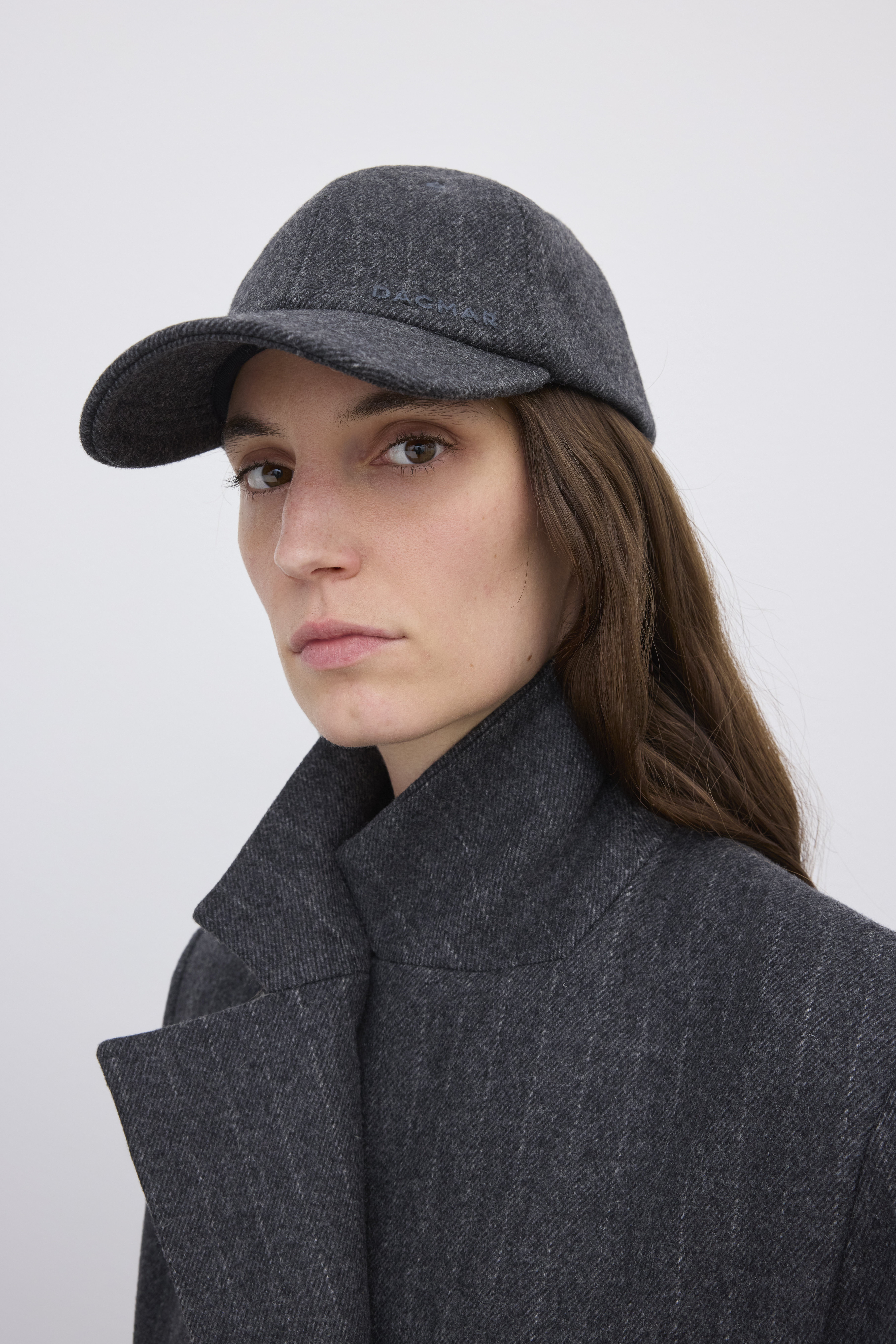 House Of Dagmar Wool Pinstripe Cap In Gray