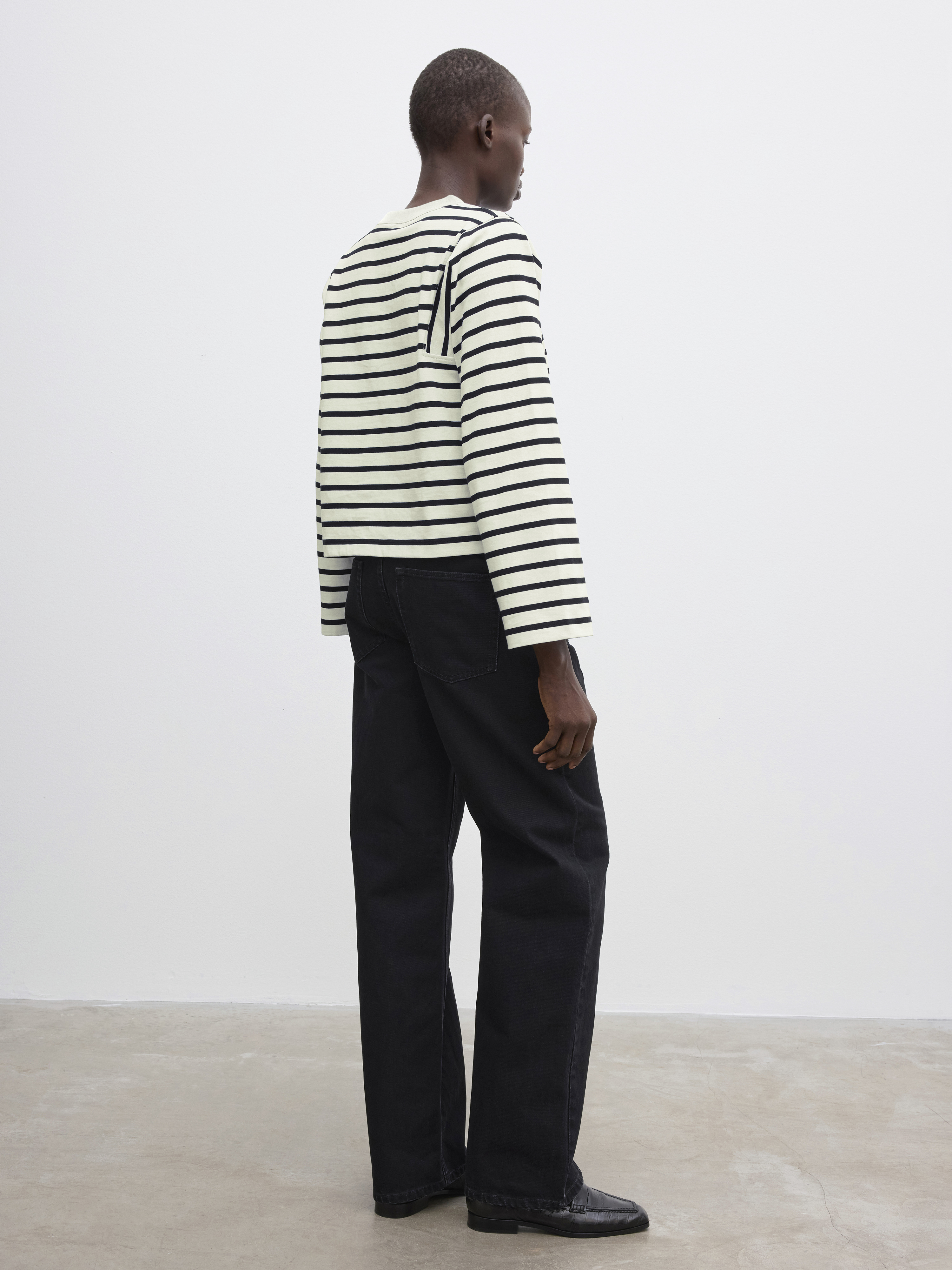 House Of Dagmar Cropped Long Sleeve In Off White Black
