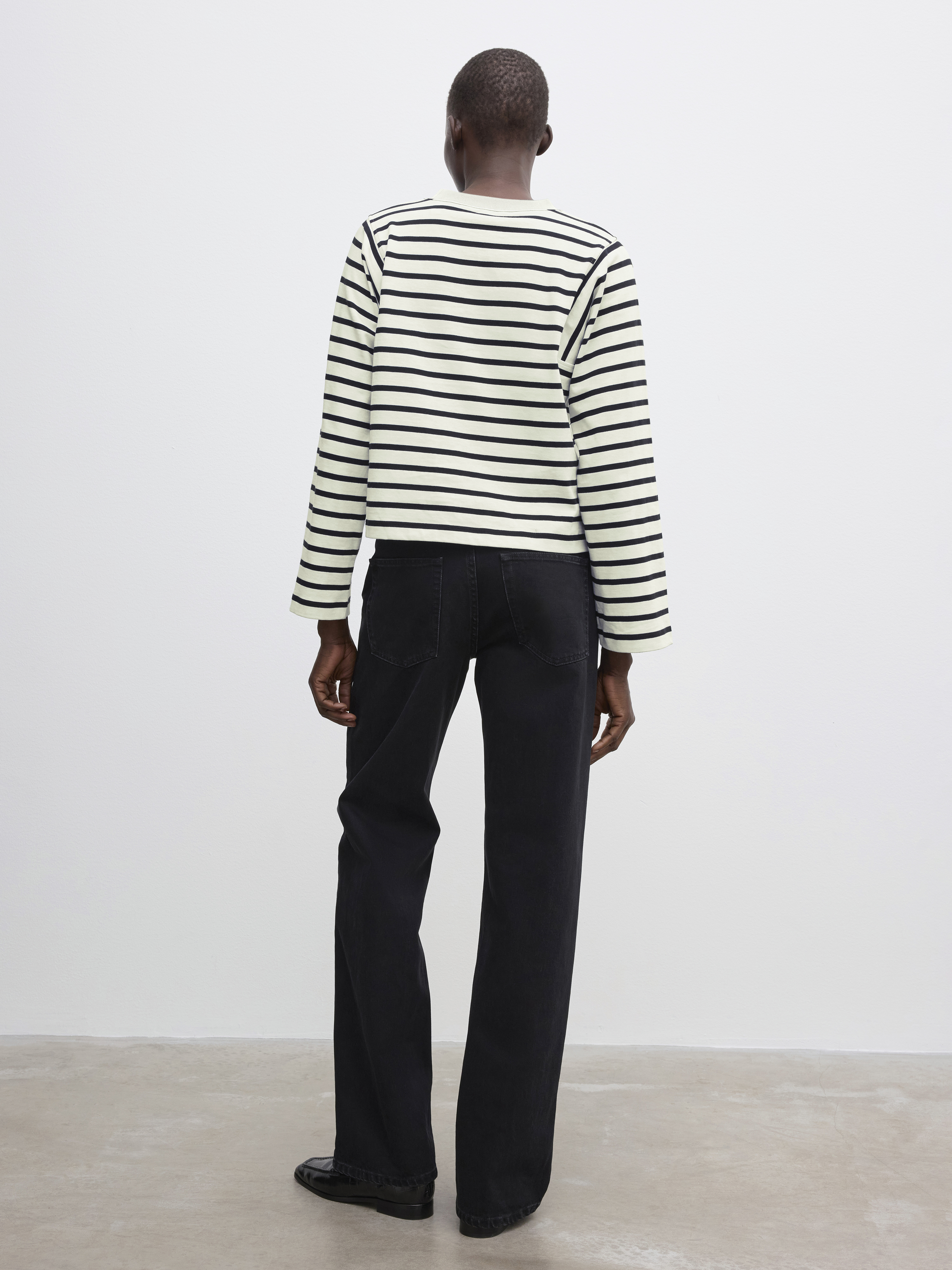 House Of Dagmar Cropped Long Sleeve In Off White Black