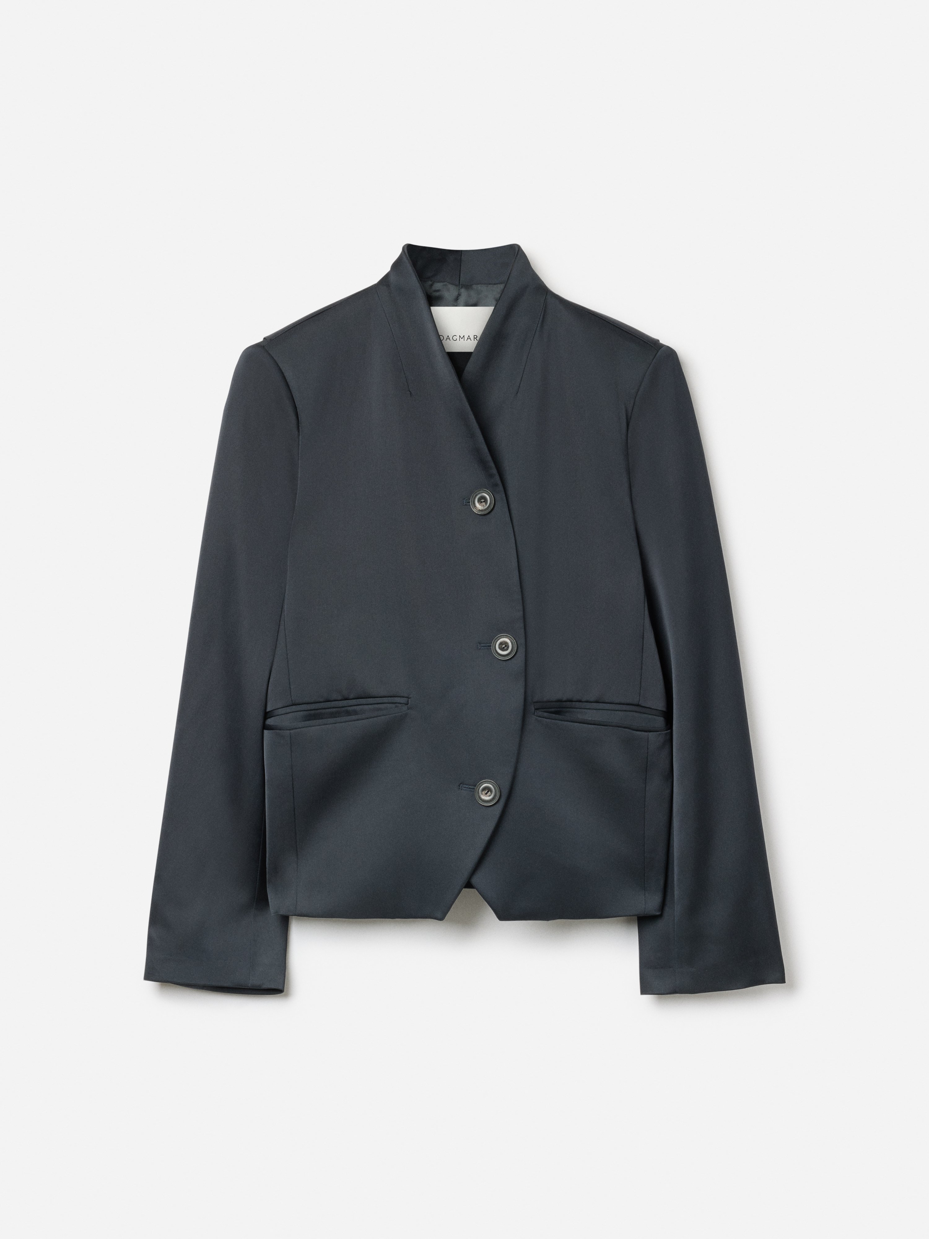 House Of Dagmar Short Curved Jacket Duchesse In Blue