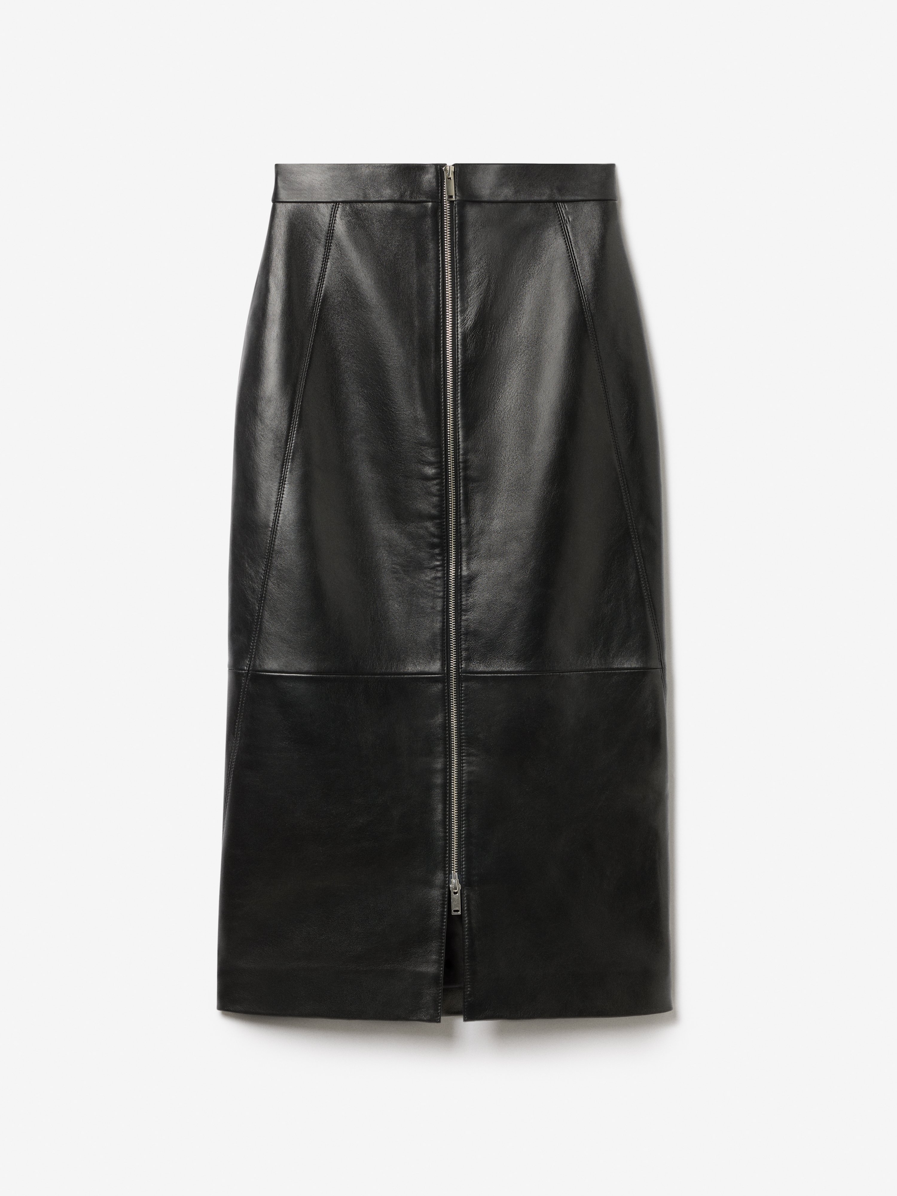 House Of Dagmar Leather Midi Skirt In Black